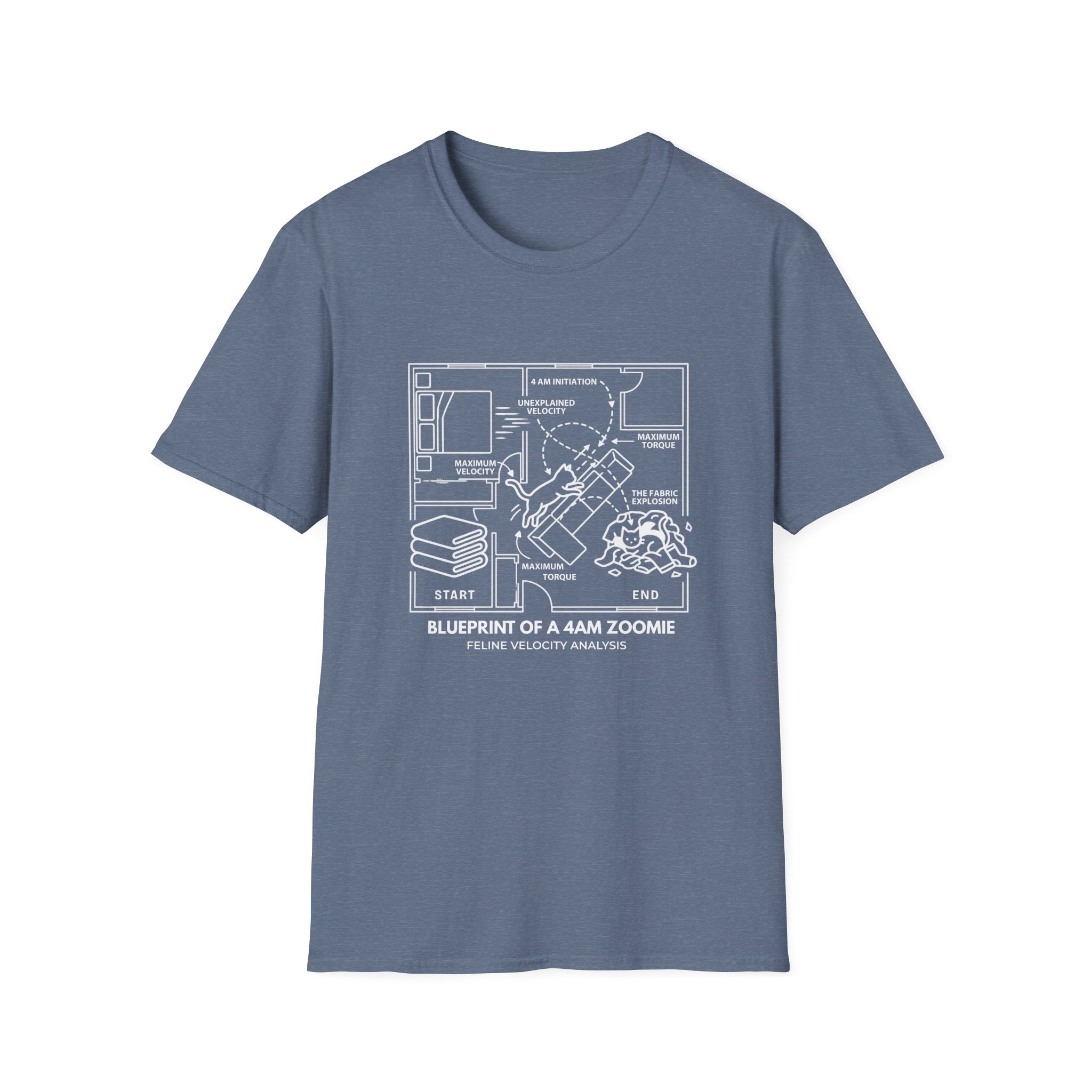 Blueprint of a 4AM Zoomie Cat T-Shirt