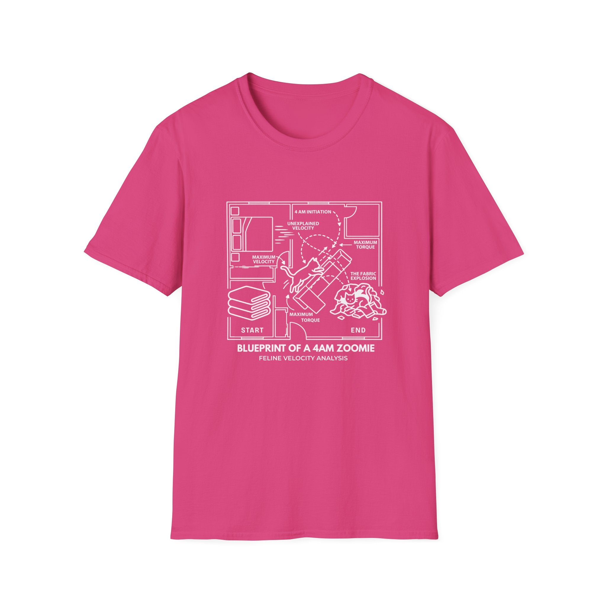 Blueprint of a 4AM Zoomie Cat T-Shirt