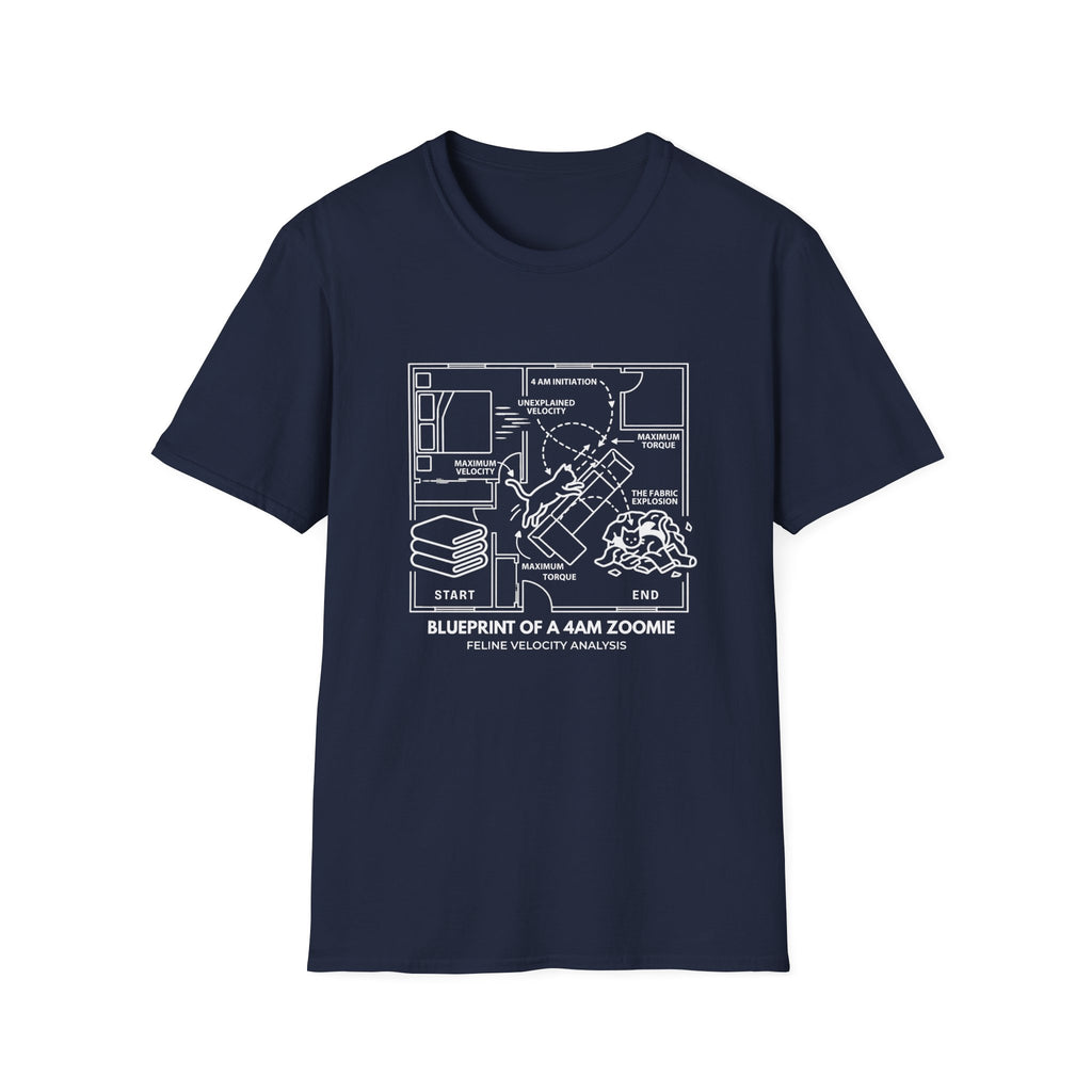 Blueprint of a 4AM Zoomie Cat T-Shirt