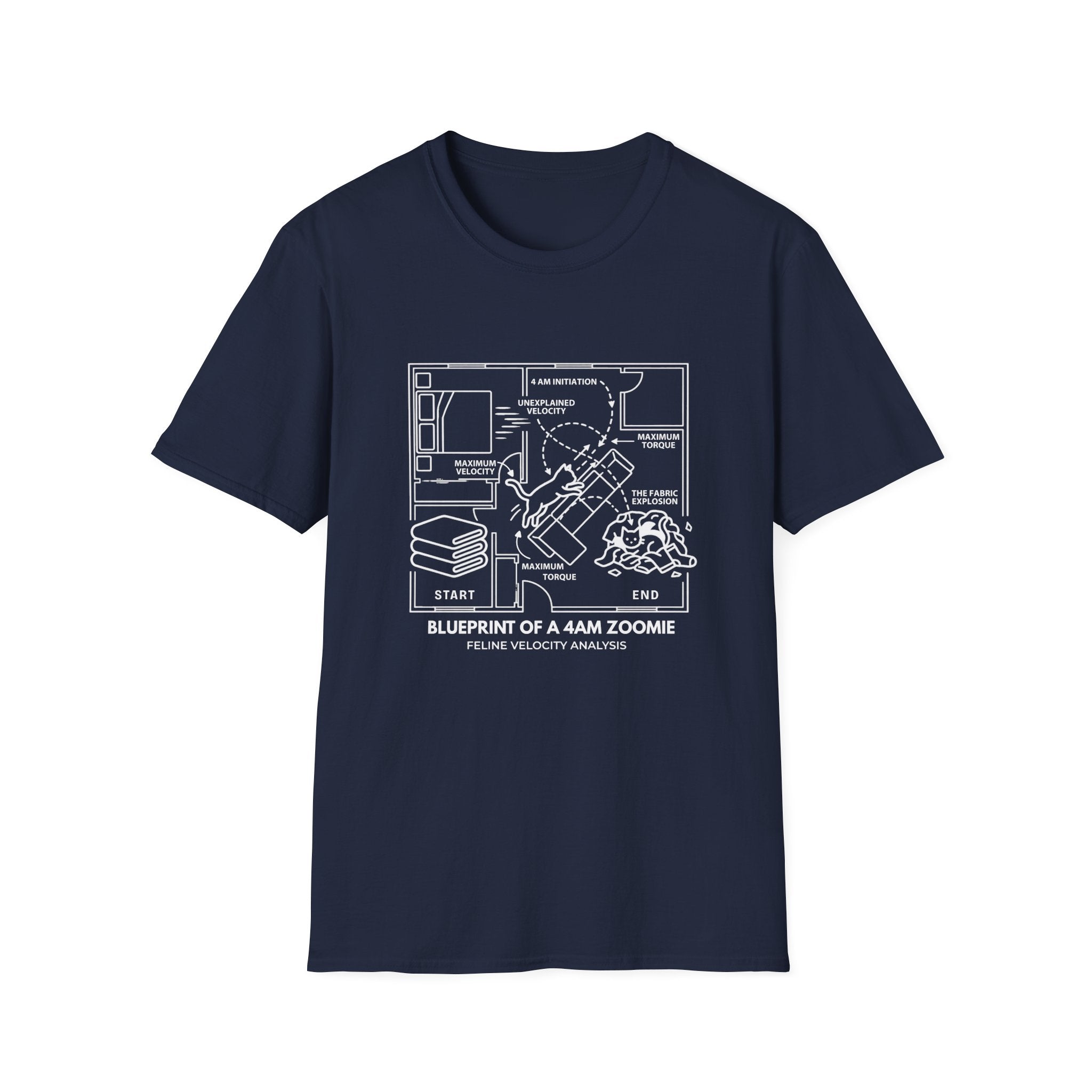 Blueprint of a 4AM Zoomie Cat T-Shirt