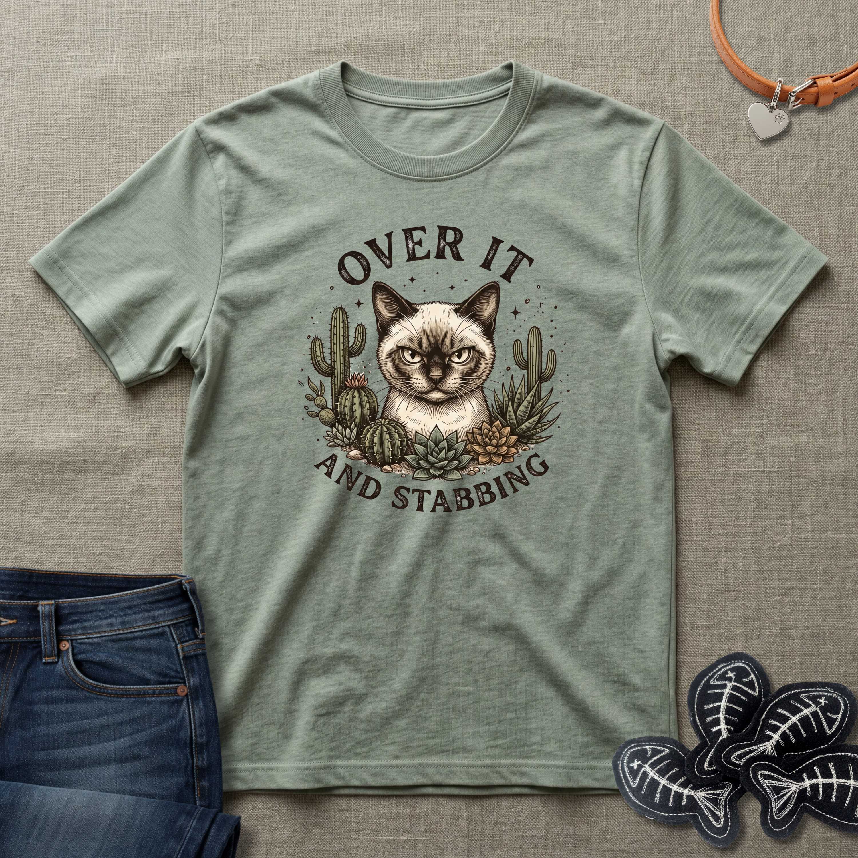 Over It and Stabbing Cat T-Shirts