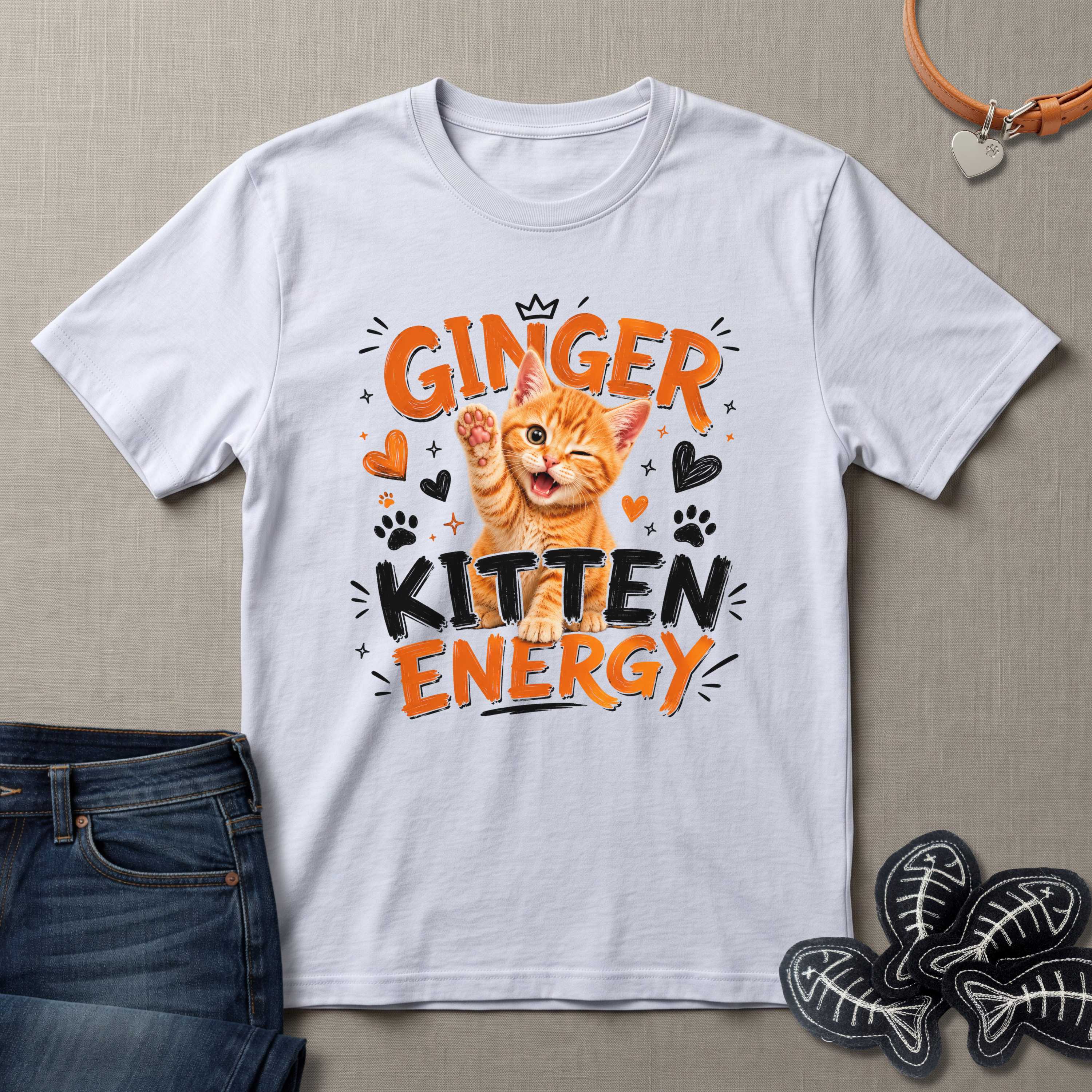 Ginger Kitten Energy Cat T-Shirt