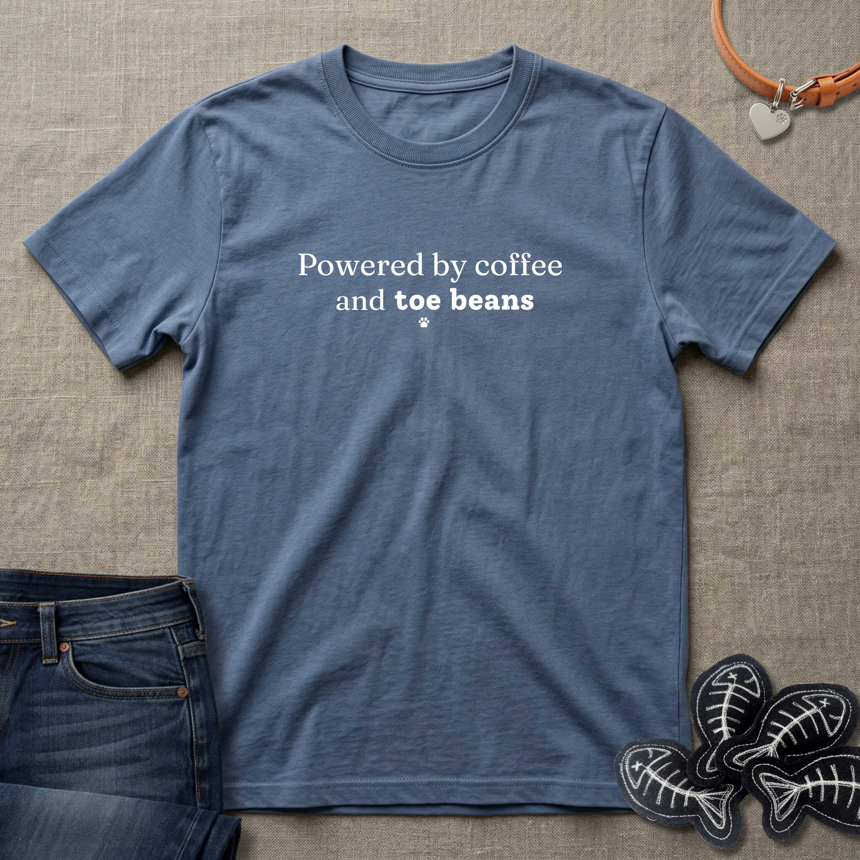 Powered by Coffee and Toe Beans Cat T-Shirt