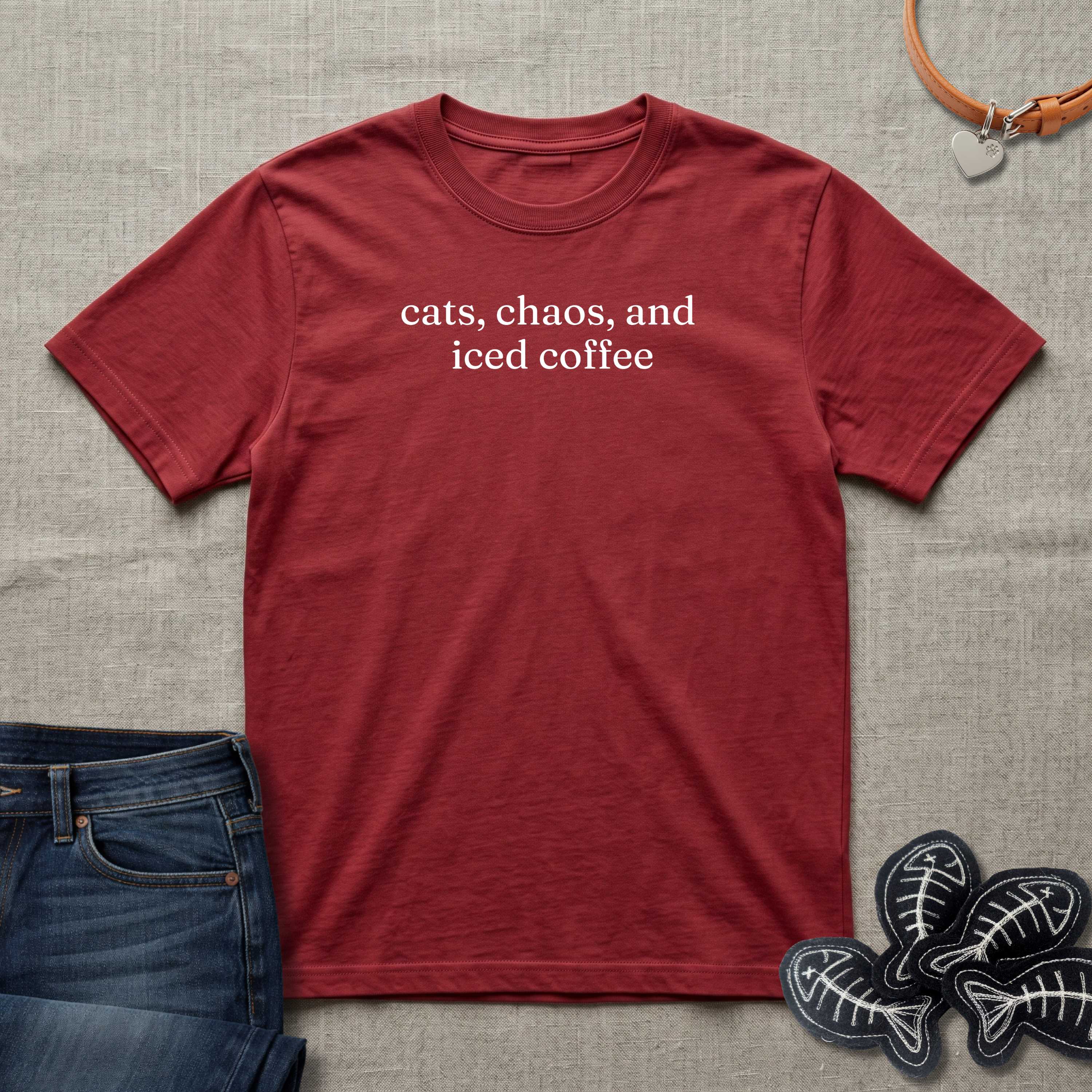 cats, chaos and iced coffee T-Shirt