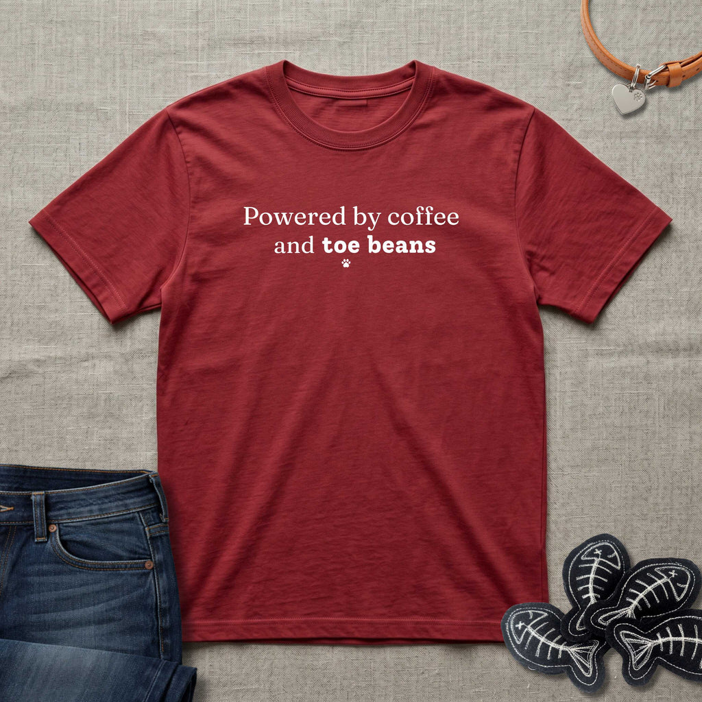 Powered by Coffee and Toe Beans Cat T-Shirt