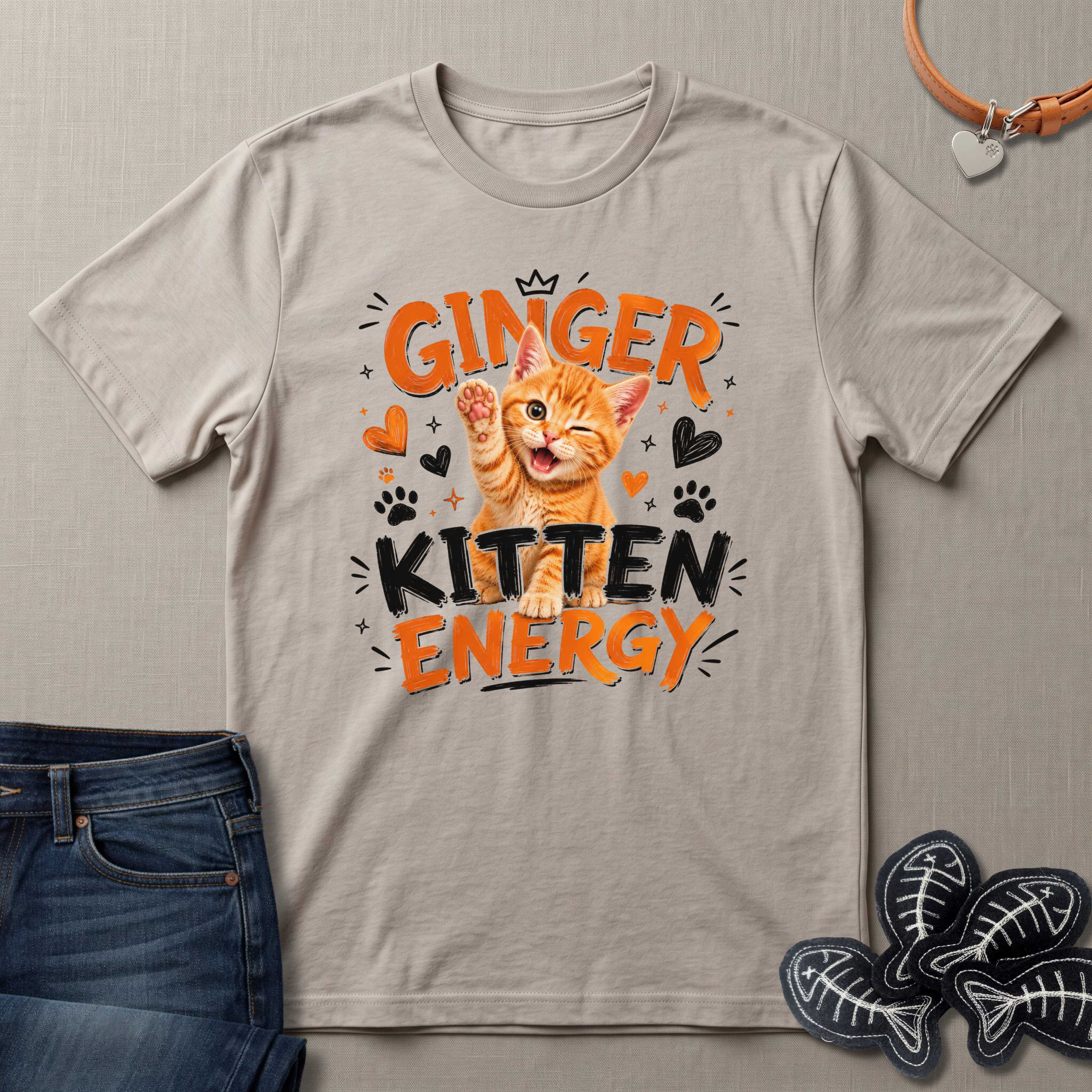 Ginger Kitten Energy Cat T-Shirt