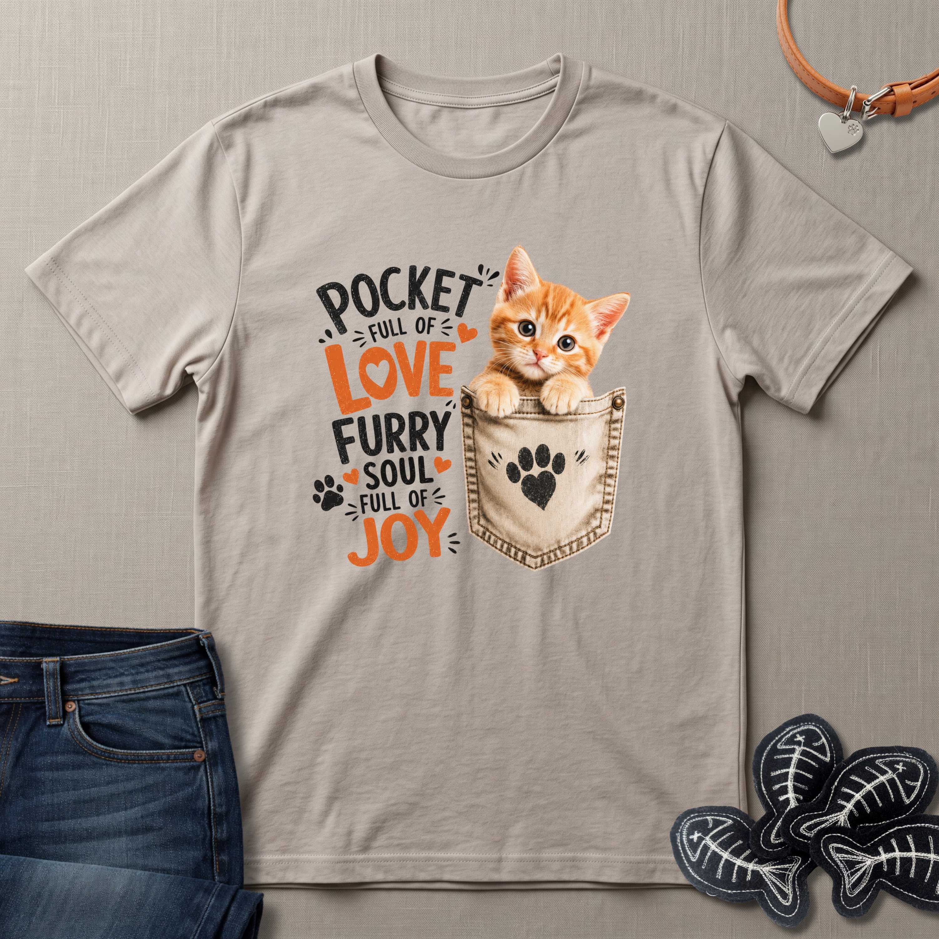 Pocket Full of Love Cat T-Shirt