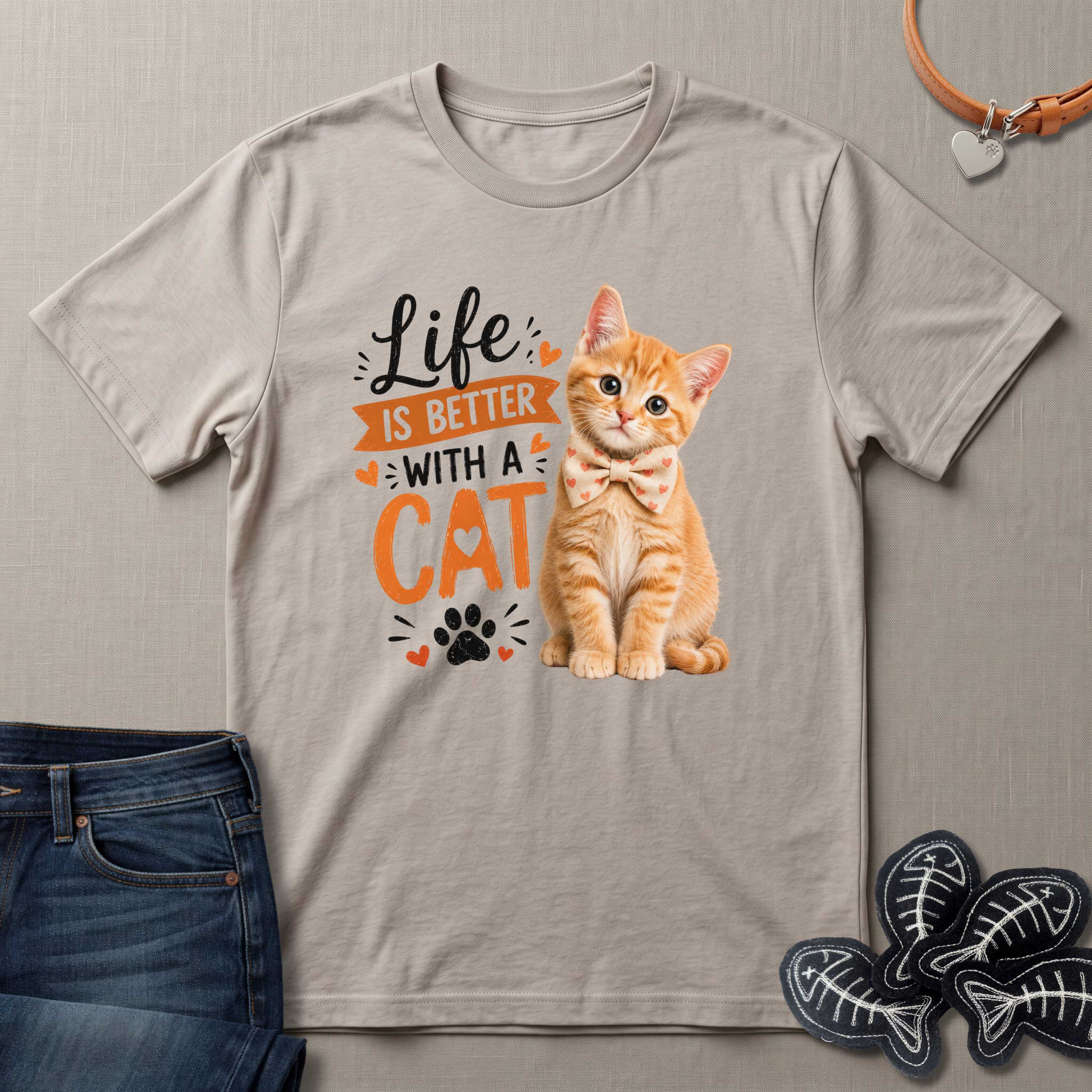 Life is Better with a Cat with a Bowtie T-Shirt