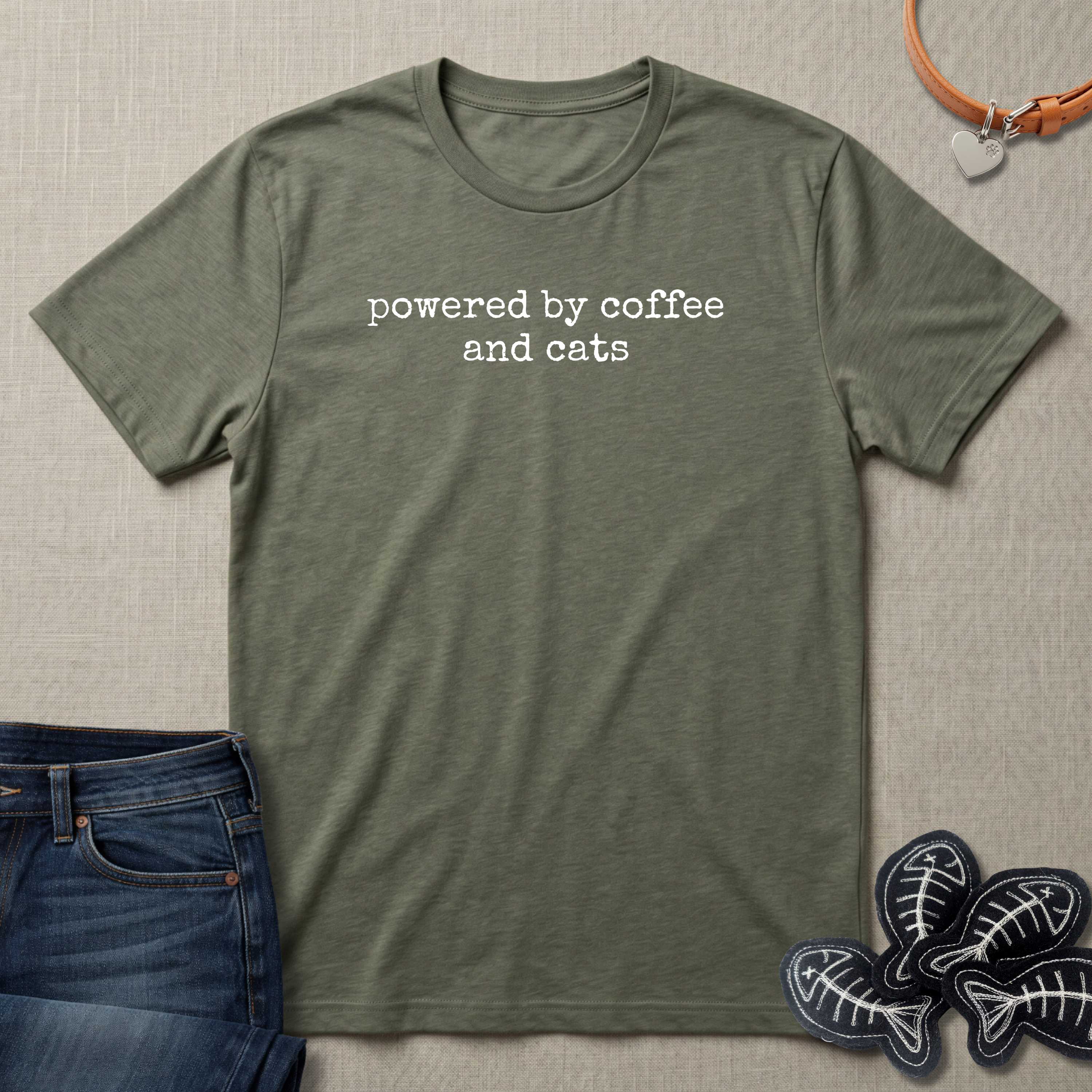 Powered by Coffee & Cats (text) T-Shirt