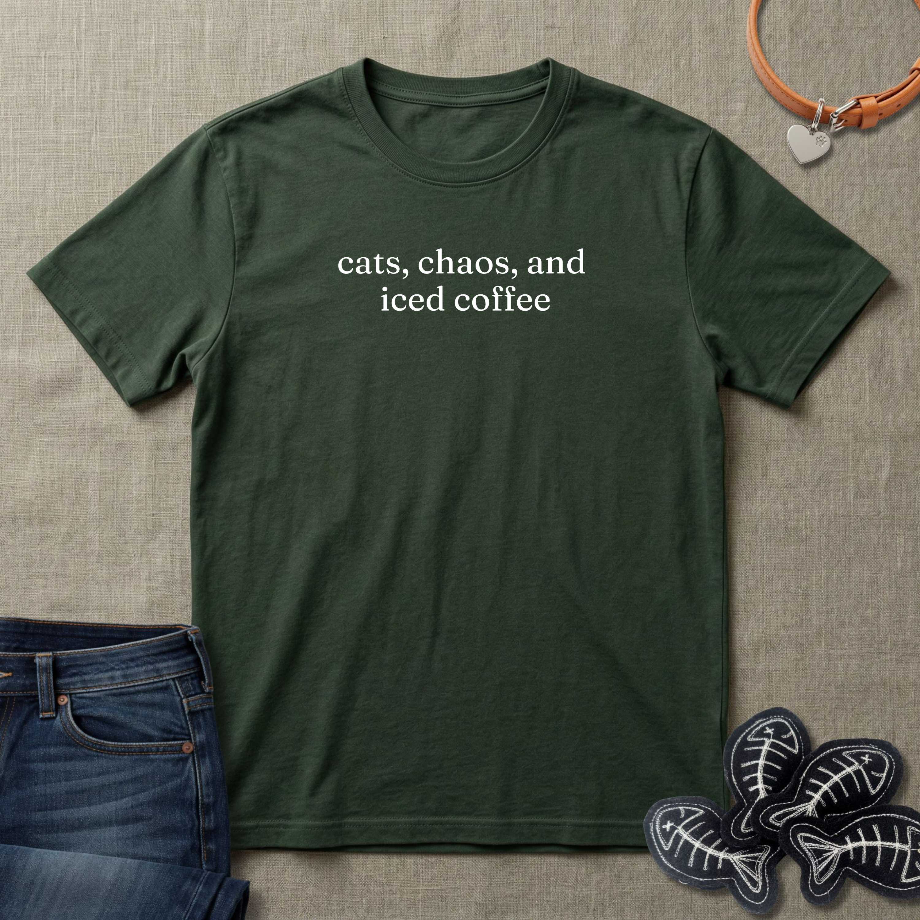 cats, chaos and iced coffee T-Shirt