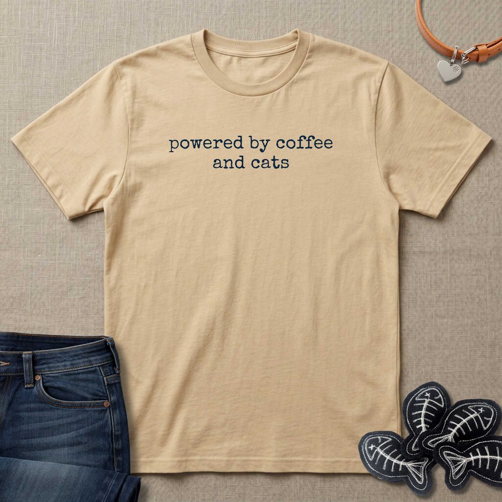Powered by Coffee & Cats (text) T-Shirt