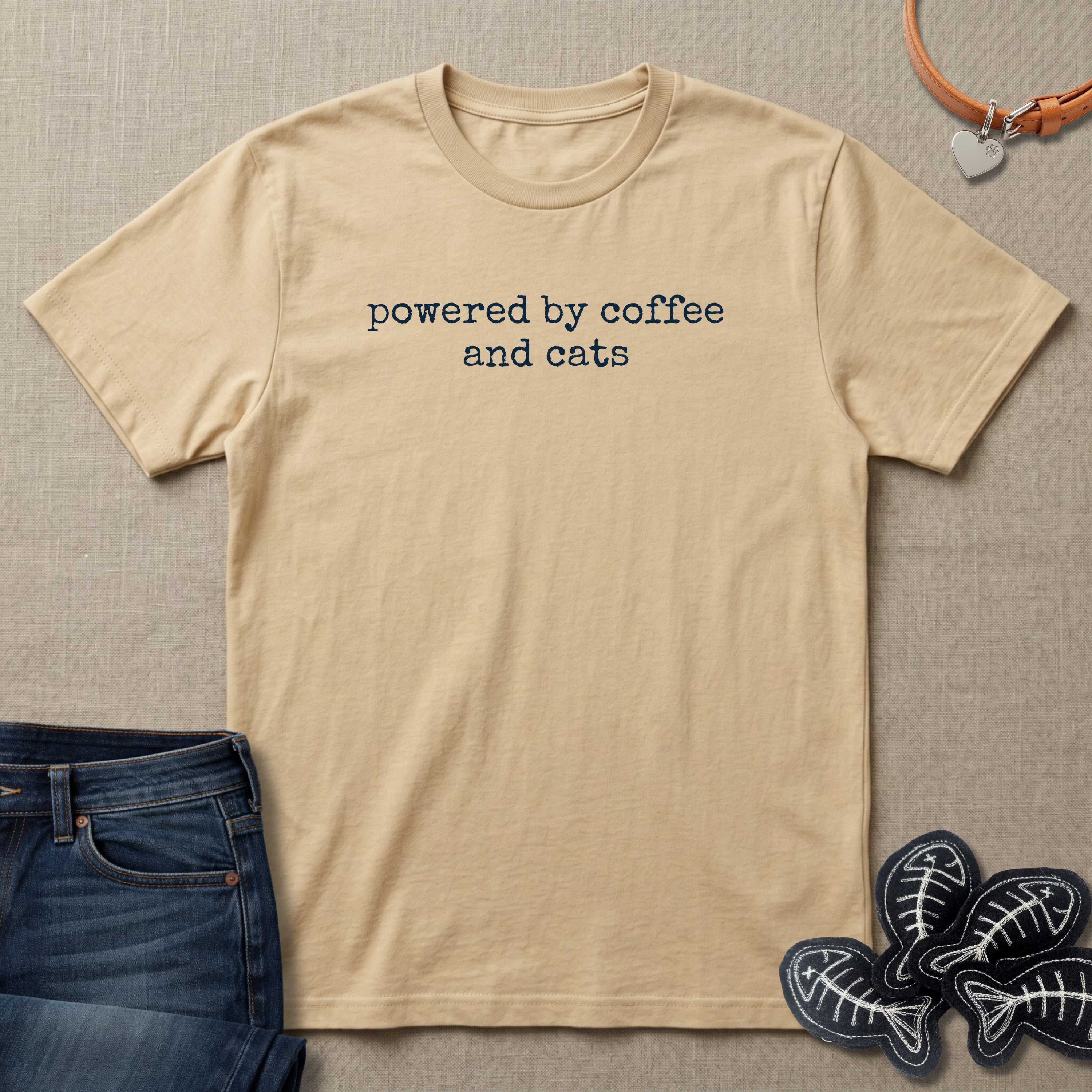 Powered by Coffee & Cats (text) T-Shirt