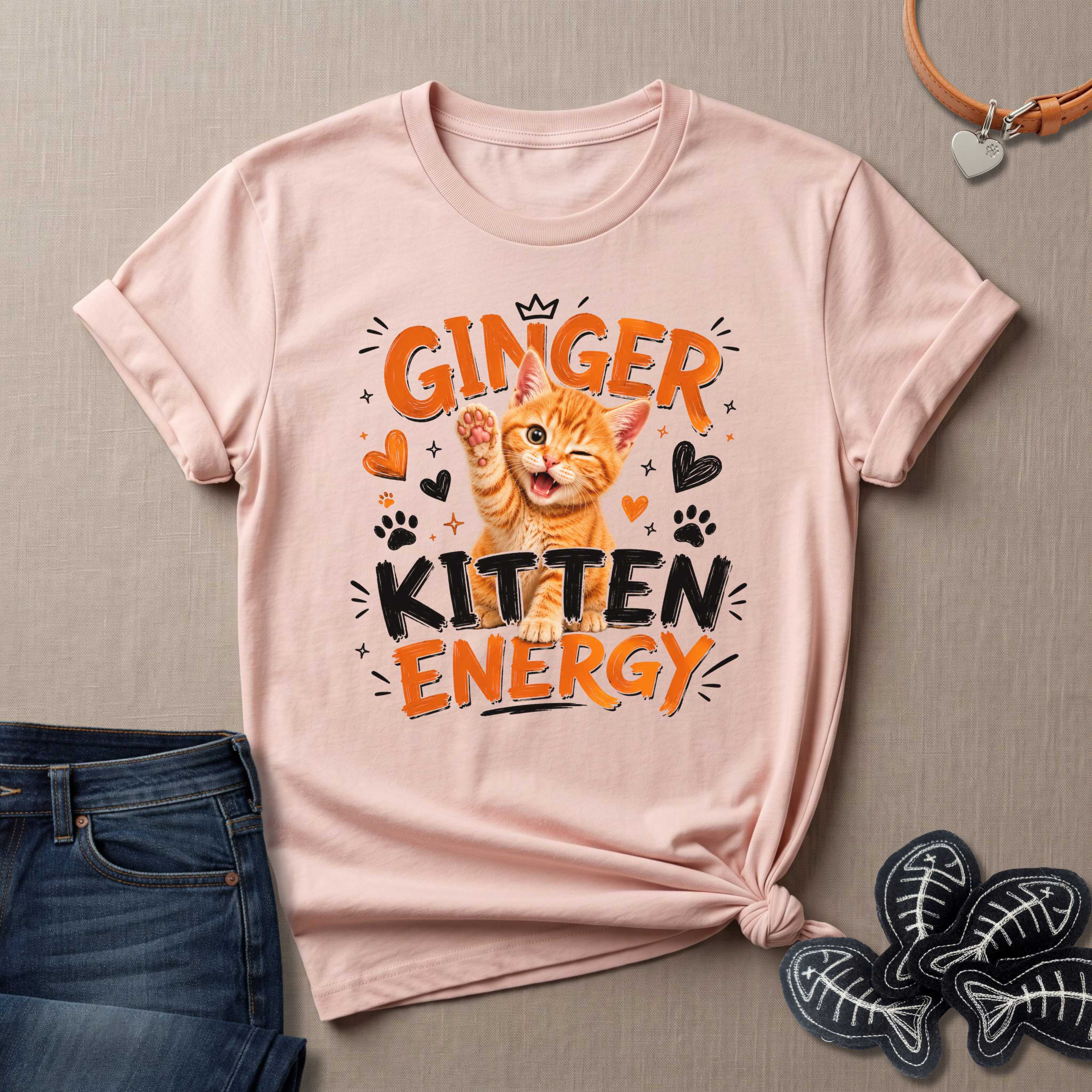 Ginger Kitten Energy Cat T-Shirt