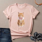 Orange Kitten with Bow and Bell Cat T-Shirt