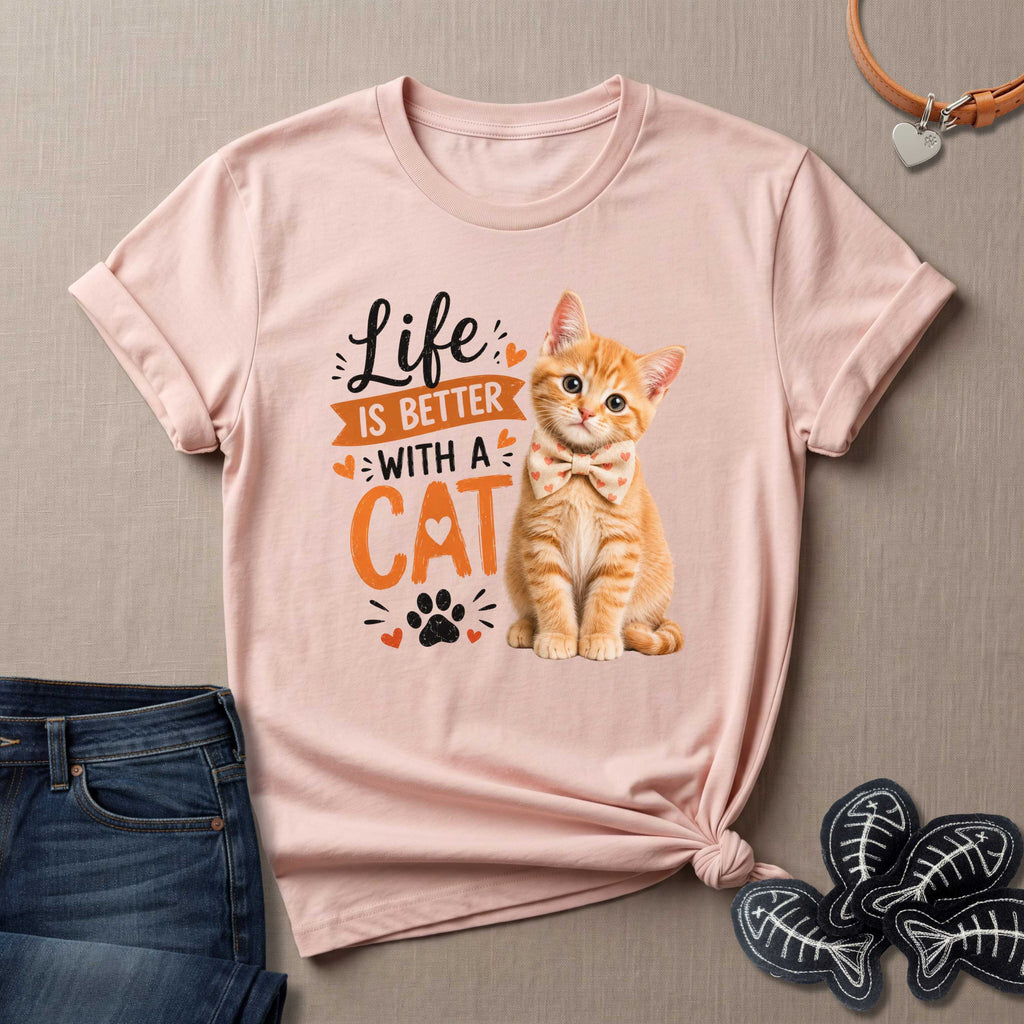 Life is Better with a Cat with a Bowtie T-Shirt