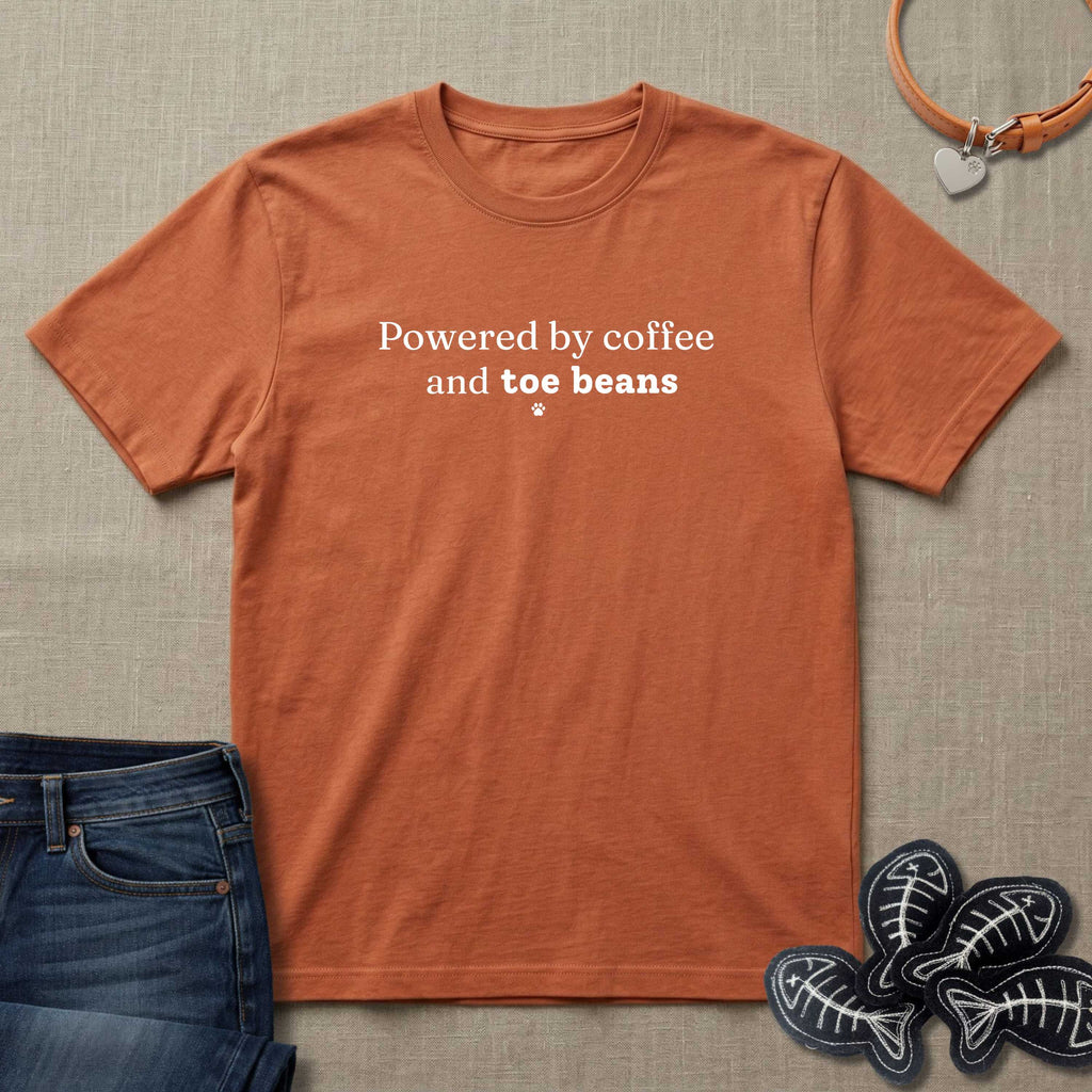 Powered by Coffee and Toe Beans Cat T-Shirt