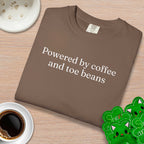 Powered by Coffee and Toe Beans Text Cat T-Shirt