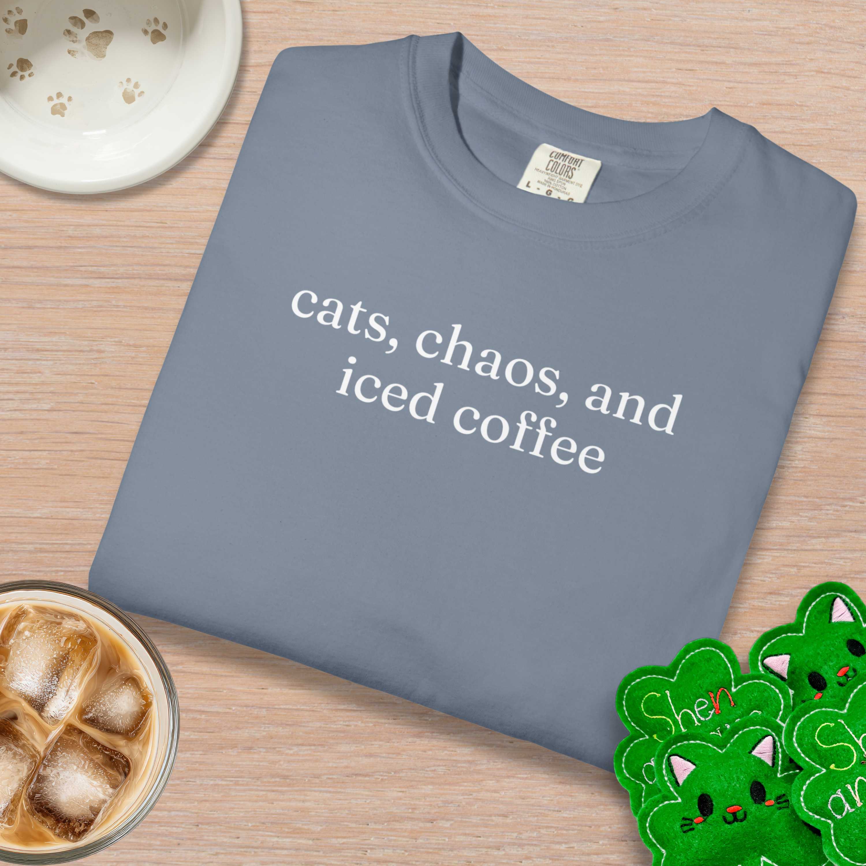 cats, chaos and iced coffee T-Shirt