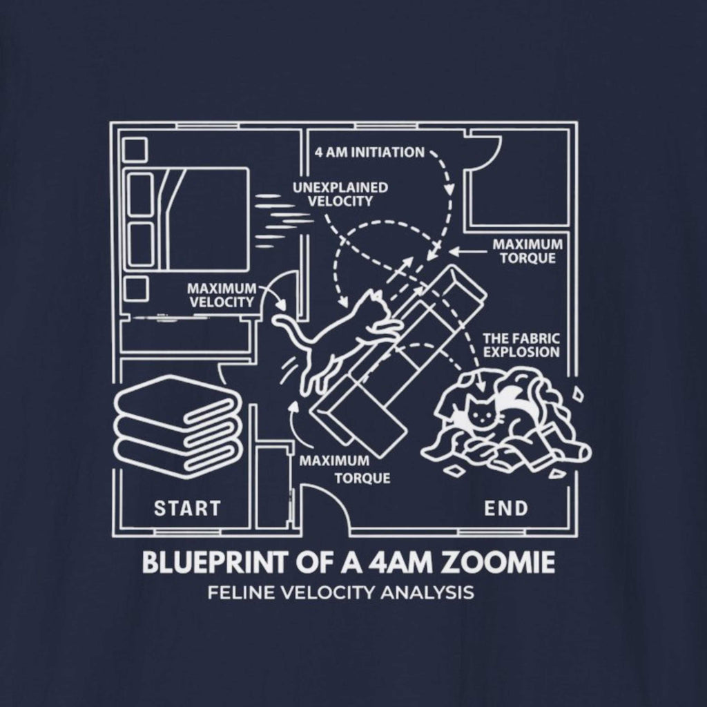 Blueprint of a 4AM Zoomie Cat T-Shirt
