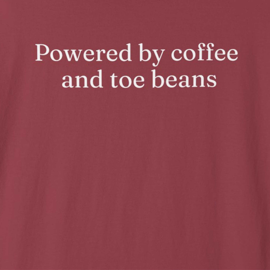 Powered by Coffee and Toe Beans Text Cat T-Shirt
