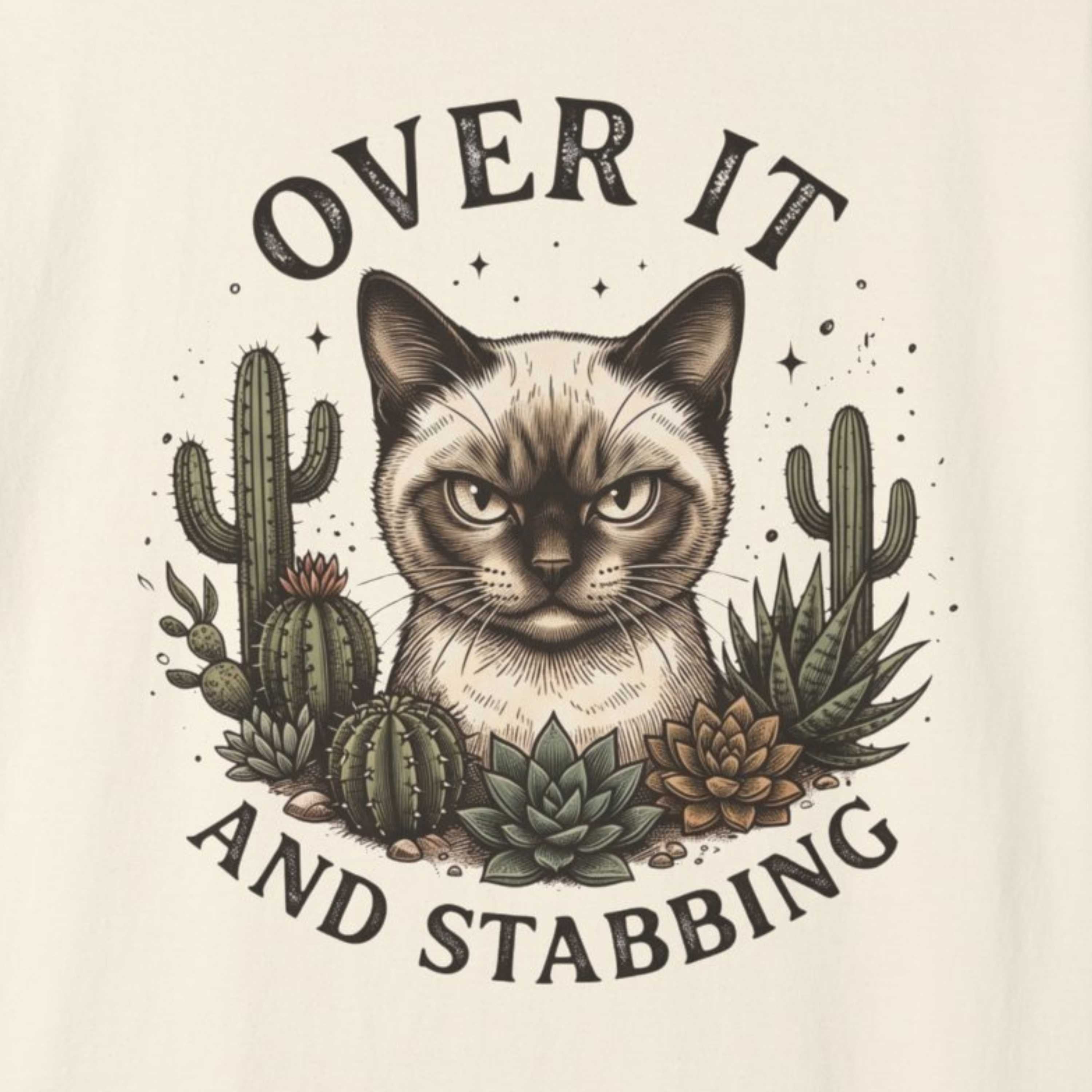 Over It and Stabbing Cat T-Shirts