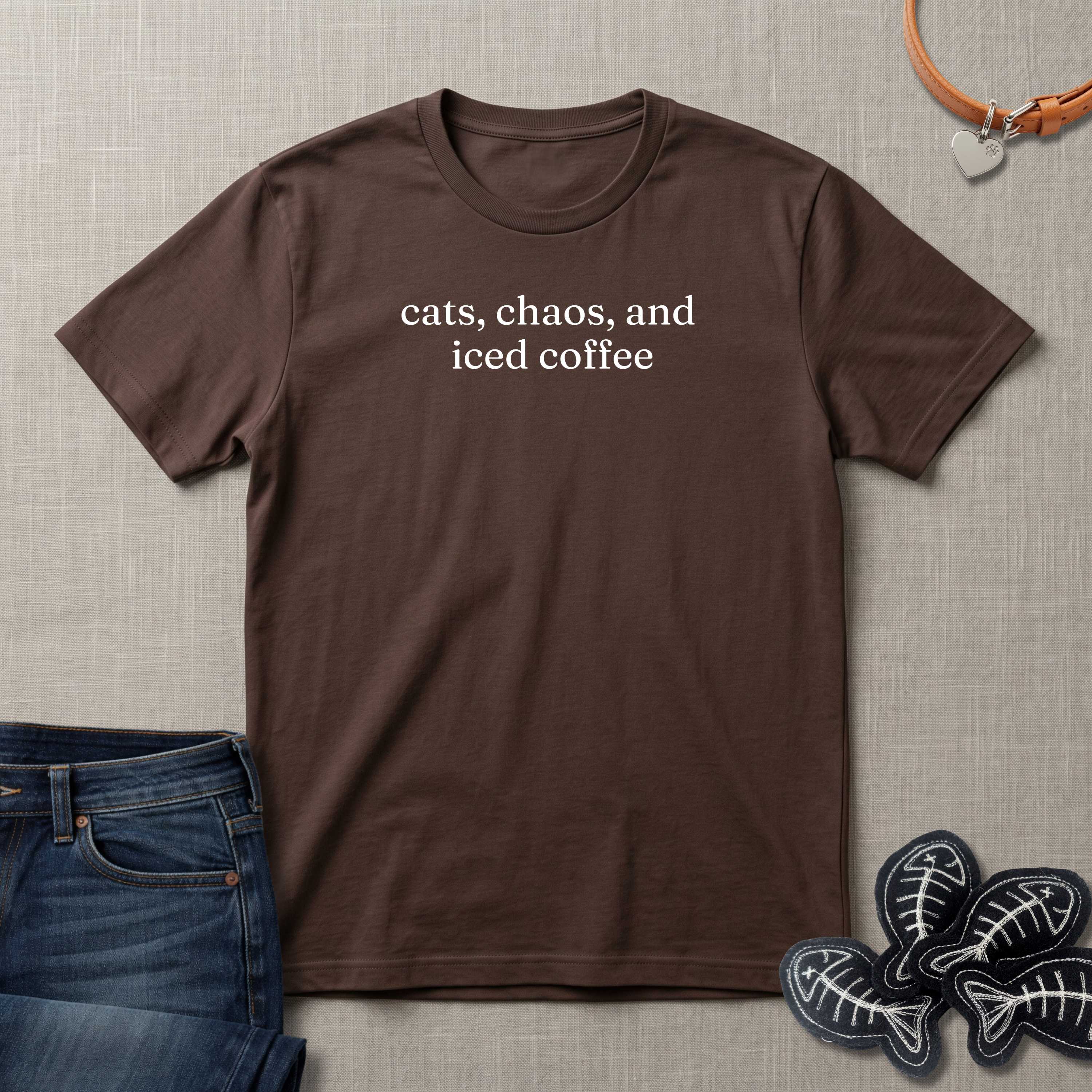 cats, chaos and iced coffee T-Shirt