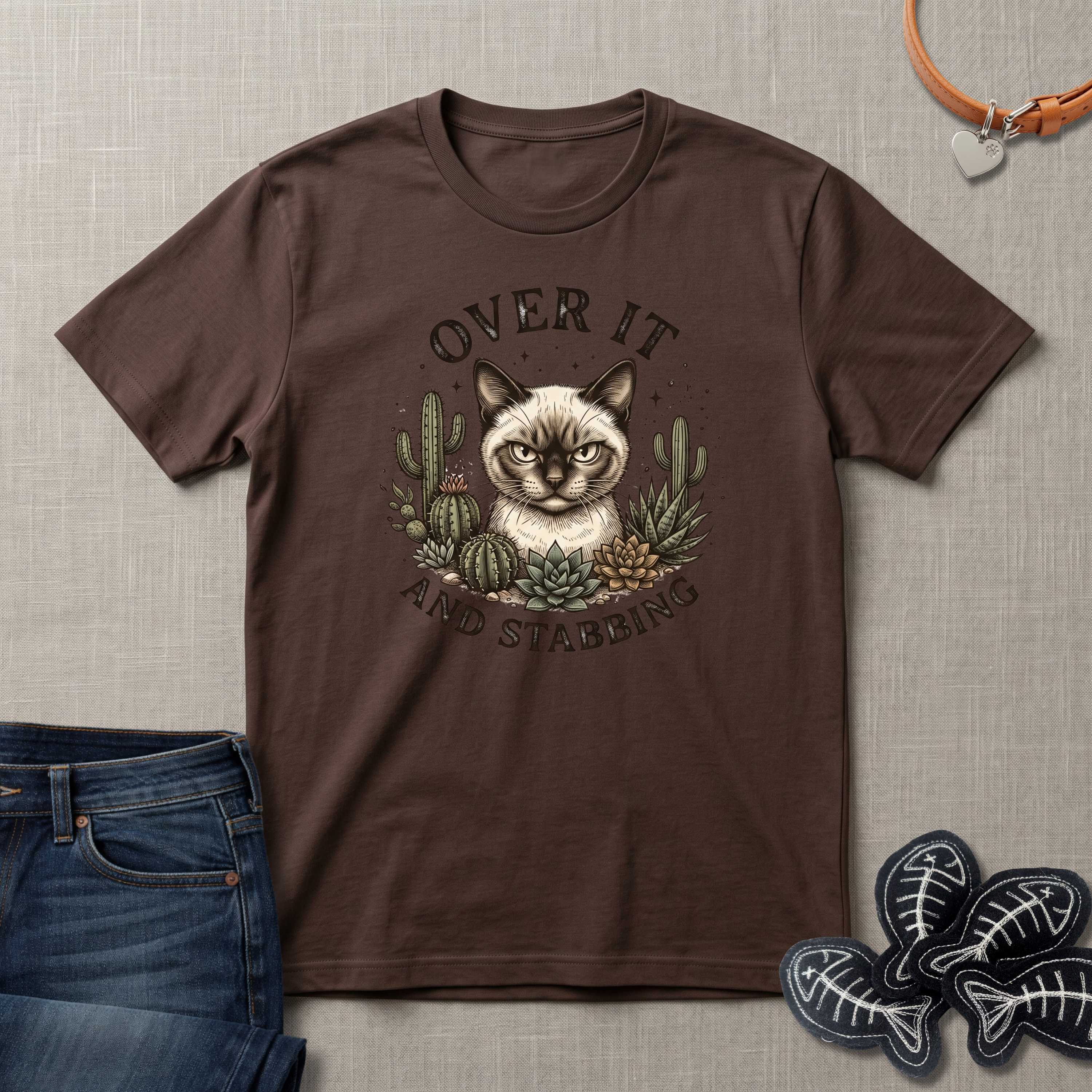 Over It and Stabbing Cat T-Shirts
