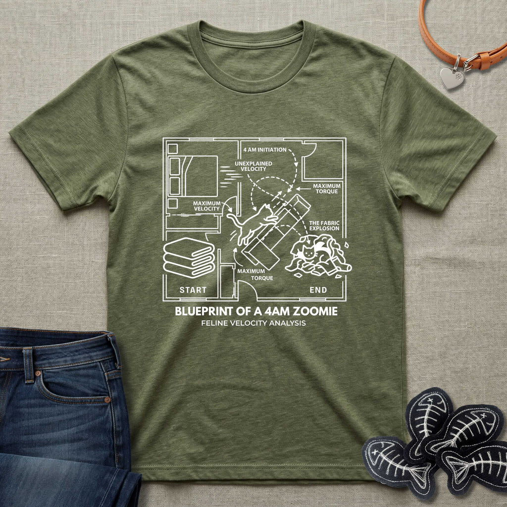 Blueprint of a 4AM Zoomie Cat T-Shirt