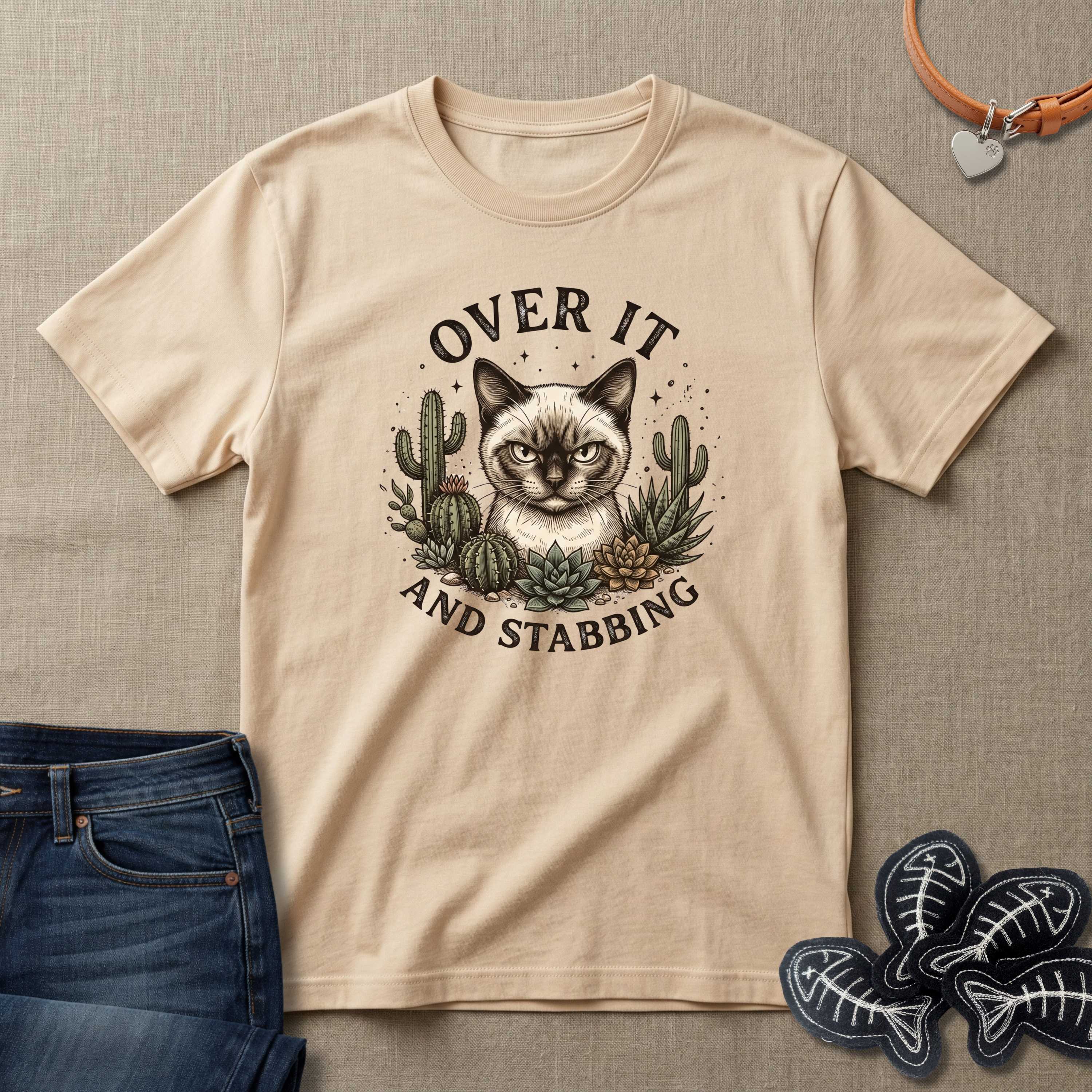 Over It and Stabbing Cat T-Shirts