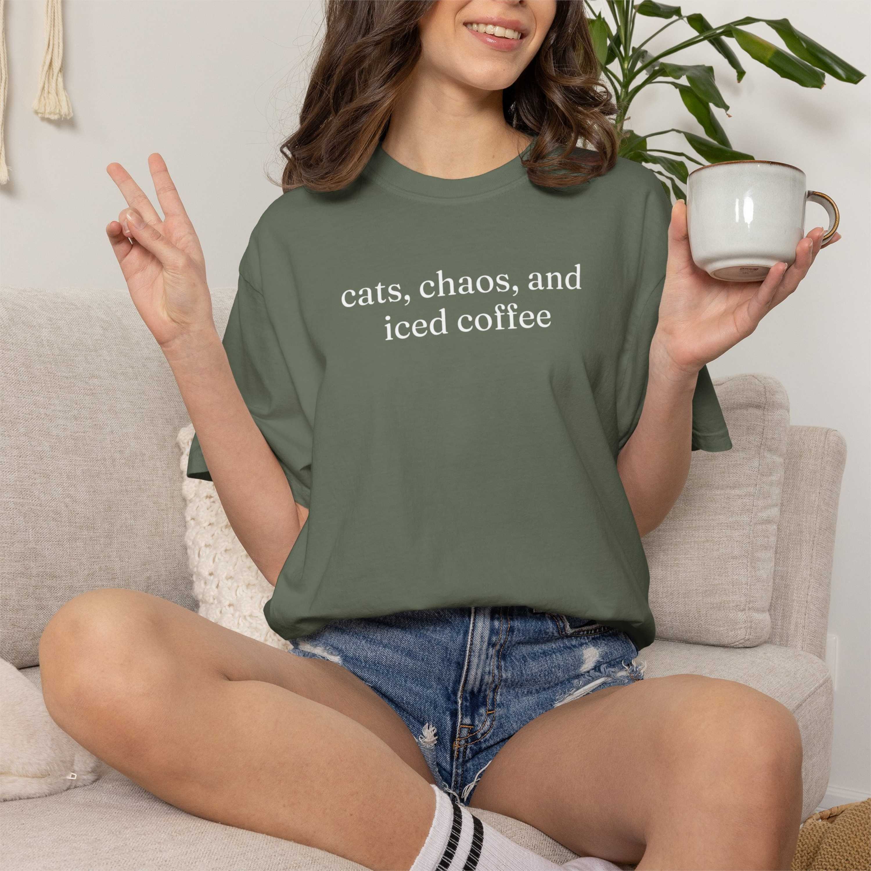 cats, chaos and iced coffee T-Shirt