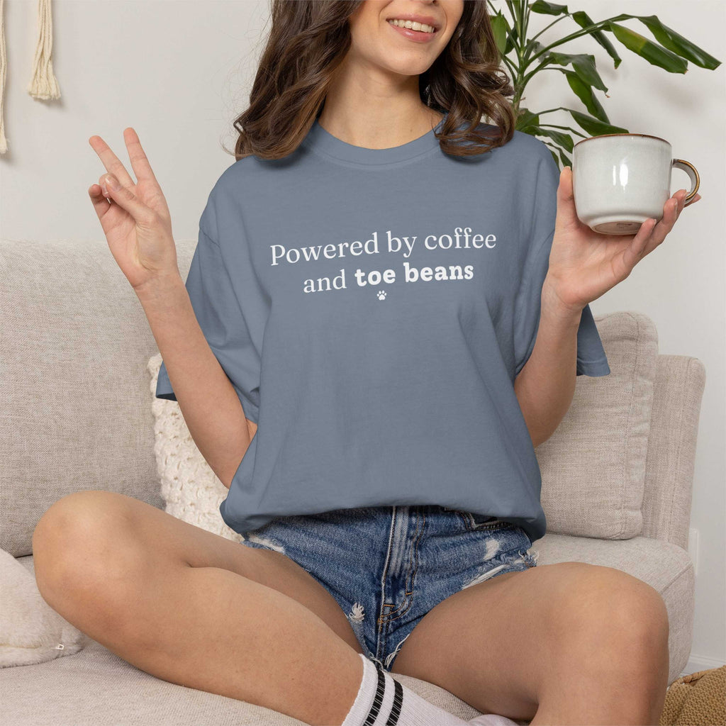 Powered by Coffee and Toe Beans Cat T-Shirt
