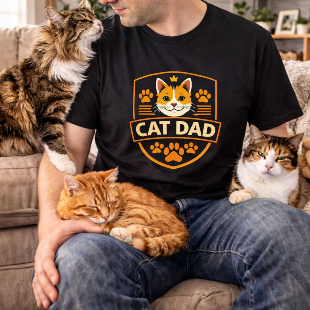 Cat Dad Badge T-Shirt