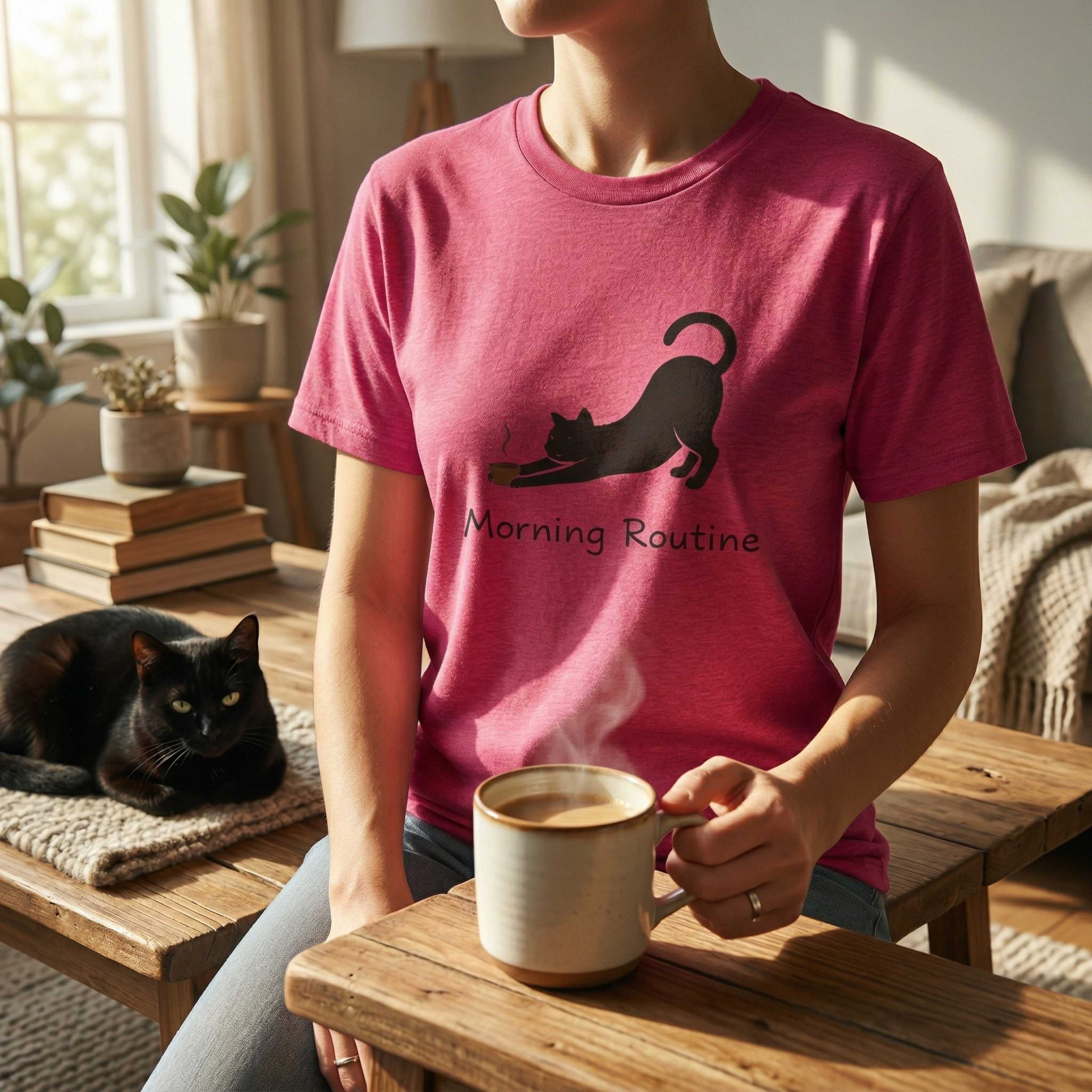 Morning Routine Cat & Coffee T-Shirt