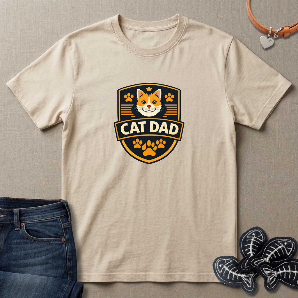 Cat Dad Badge T-Shirt