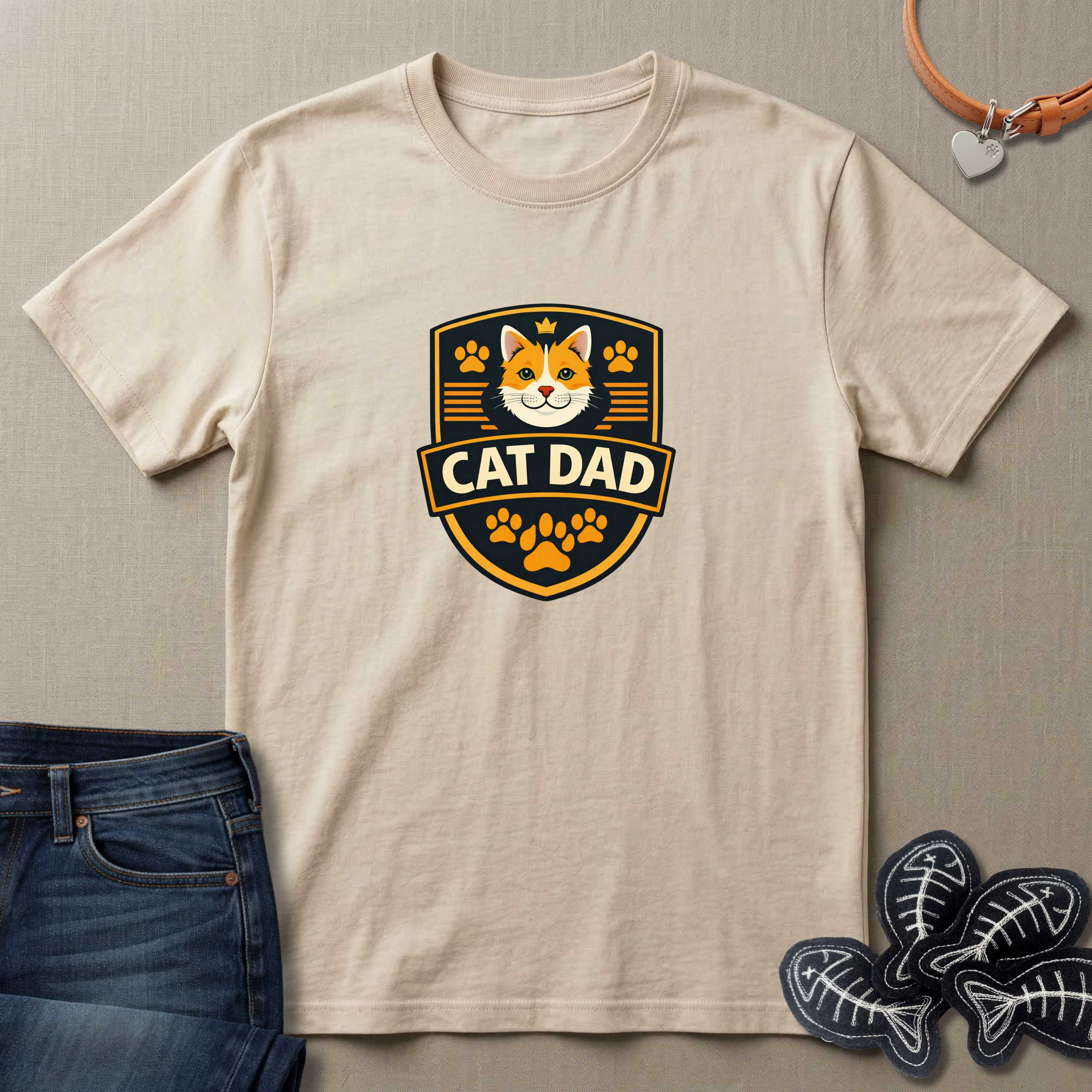 Cat Dad Badge T-Shirt
