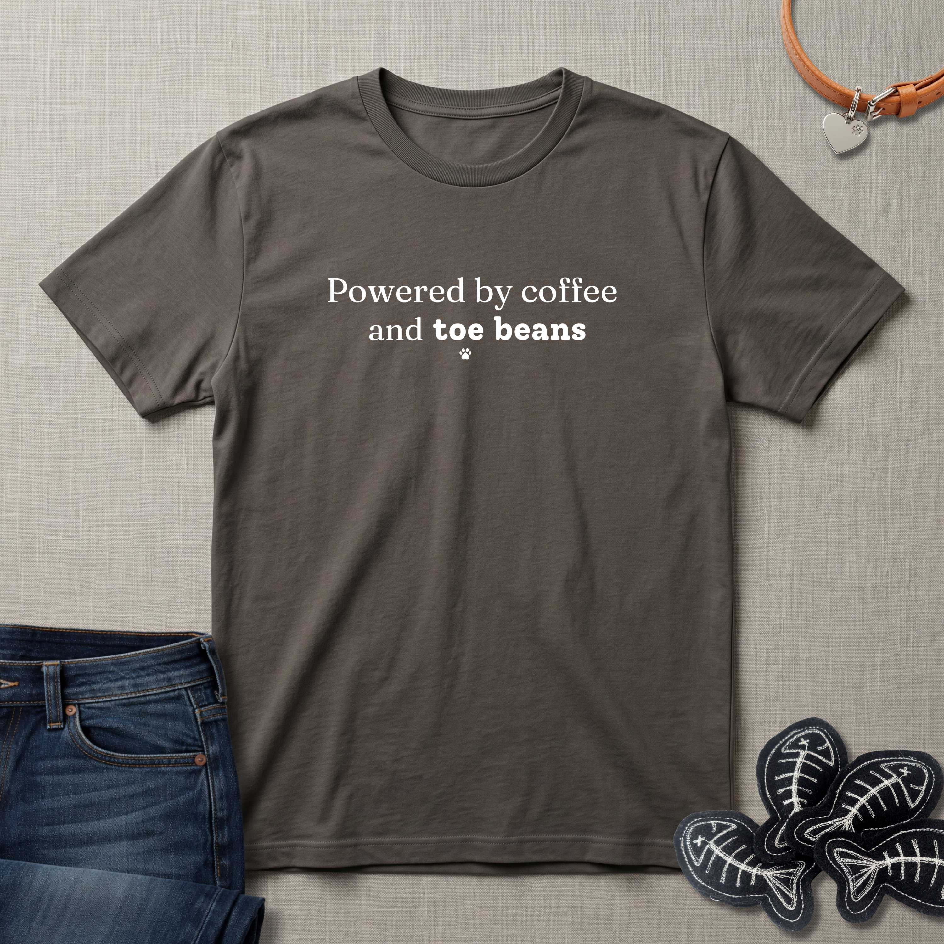 Powered by Coffee and Toe Beans Cat T-Shirt