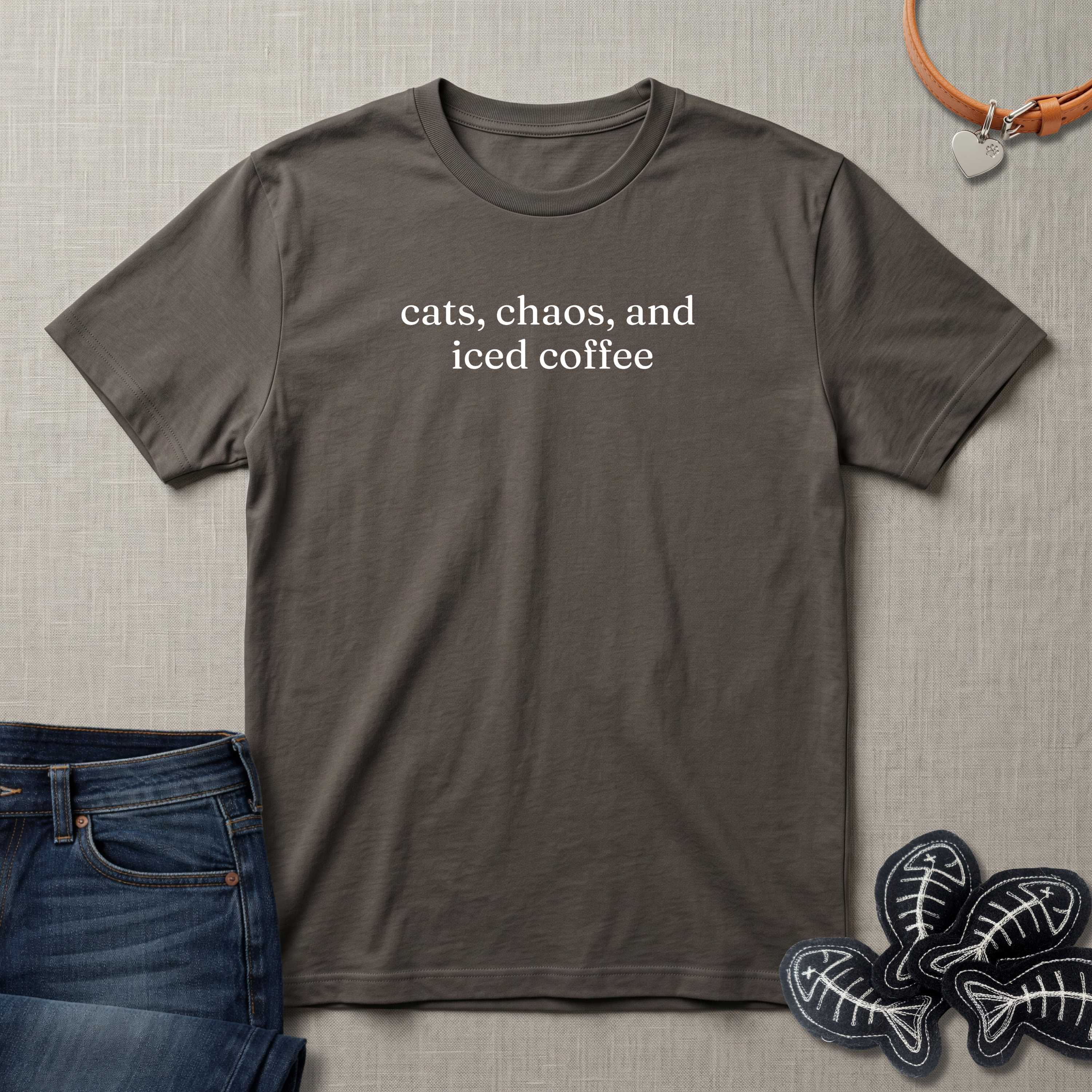 cats, chaos and iced coffee T-Shirt