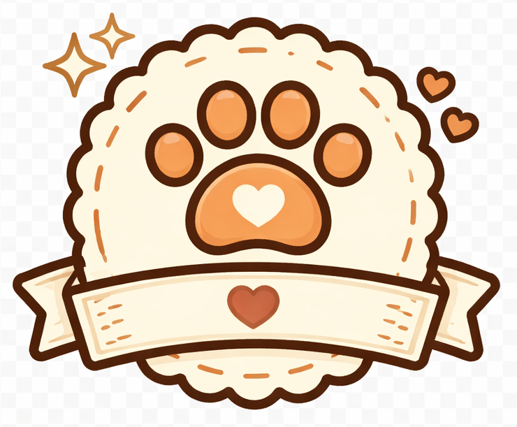 Illustration of a paw print with a heart and decorative elements on a white background