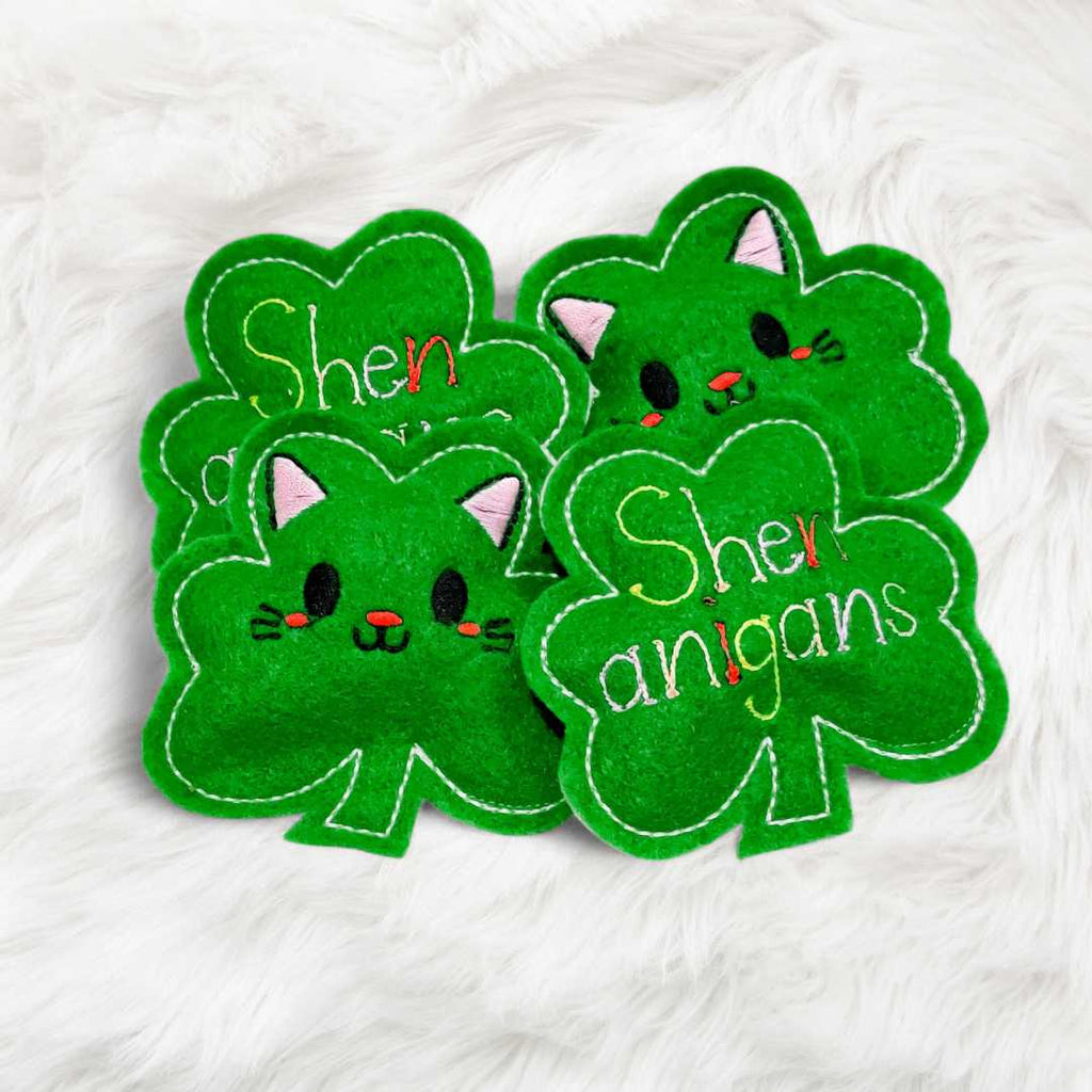 St. Patrick's Day Shamrock Catnip Toys – Handmade Set of 4