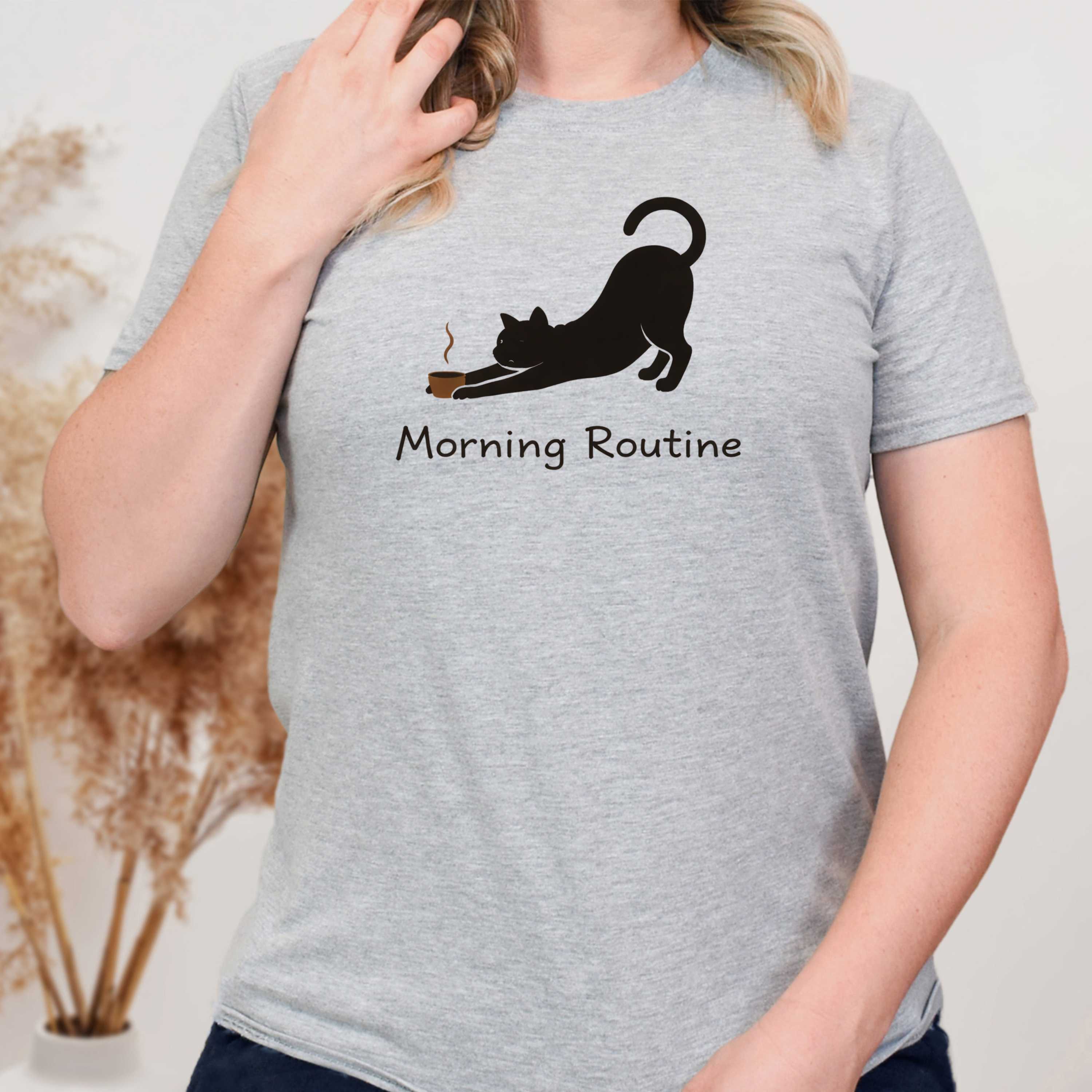 Morning Routine Cat & Coffee T-Shirt