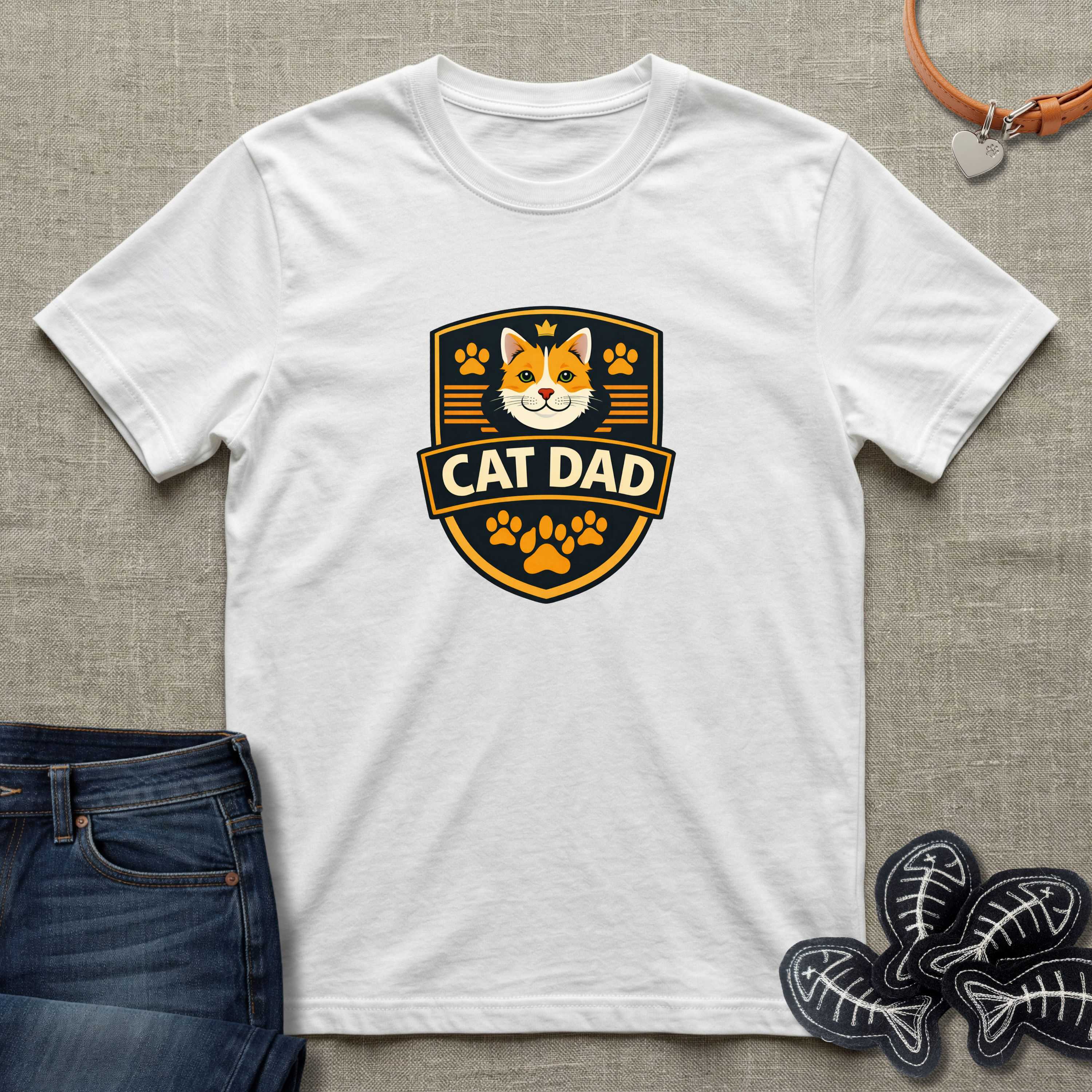 Cat Dad Badge T-Shirt