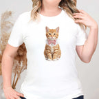 Orange Kitten with Bow and Bell Cat T-Shirt