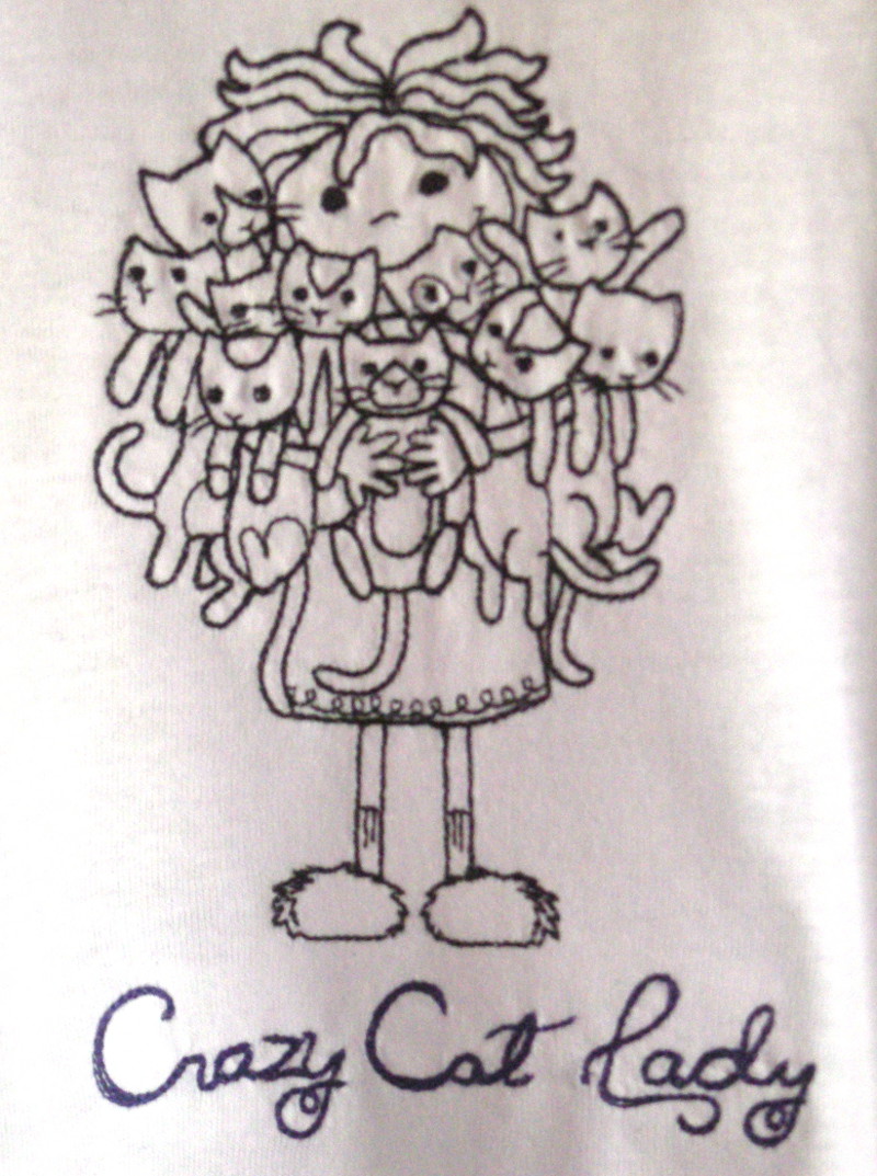 Crazy Cat lady stitched
