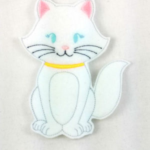 Duchess, momma cat finger puppet with blue eyes that glow in the dark