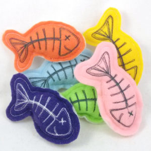 Fishbones Stuffed Cat Toy with Catnip - Assorted Colors