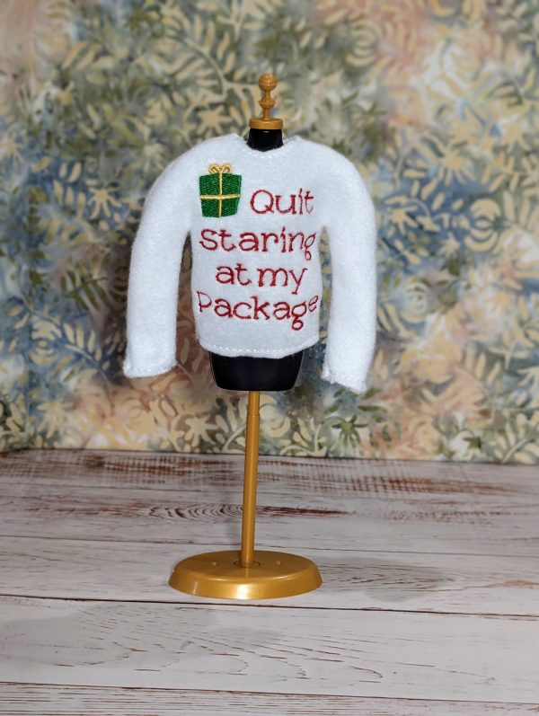 Unwrap the Laughter with Our 'Quit Staring at My Package' Elf Shirt! - Image 5