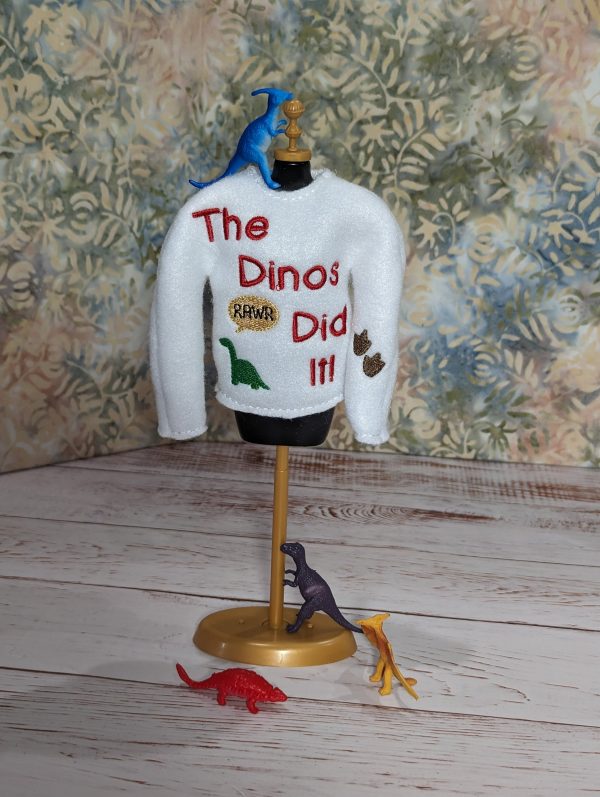 Unleash Prehistoric Playfulness with 'The Dinos Did It' Elf Sweater! - Image 4
